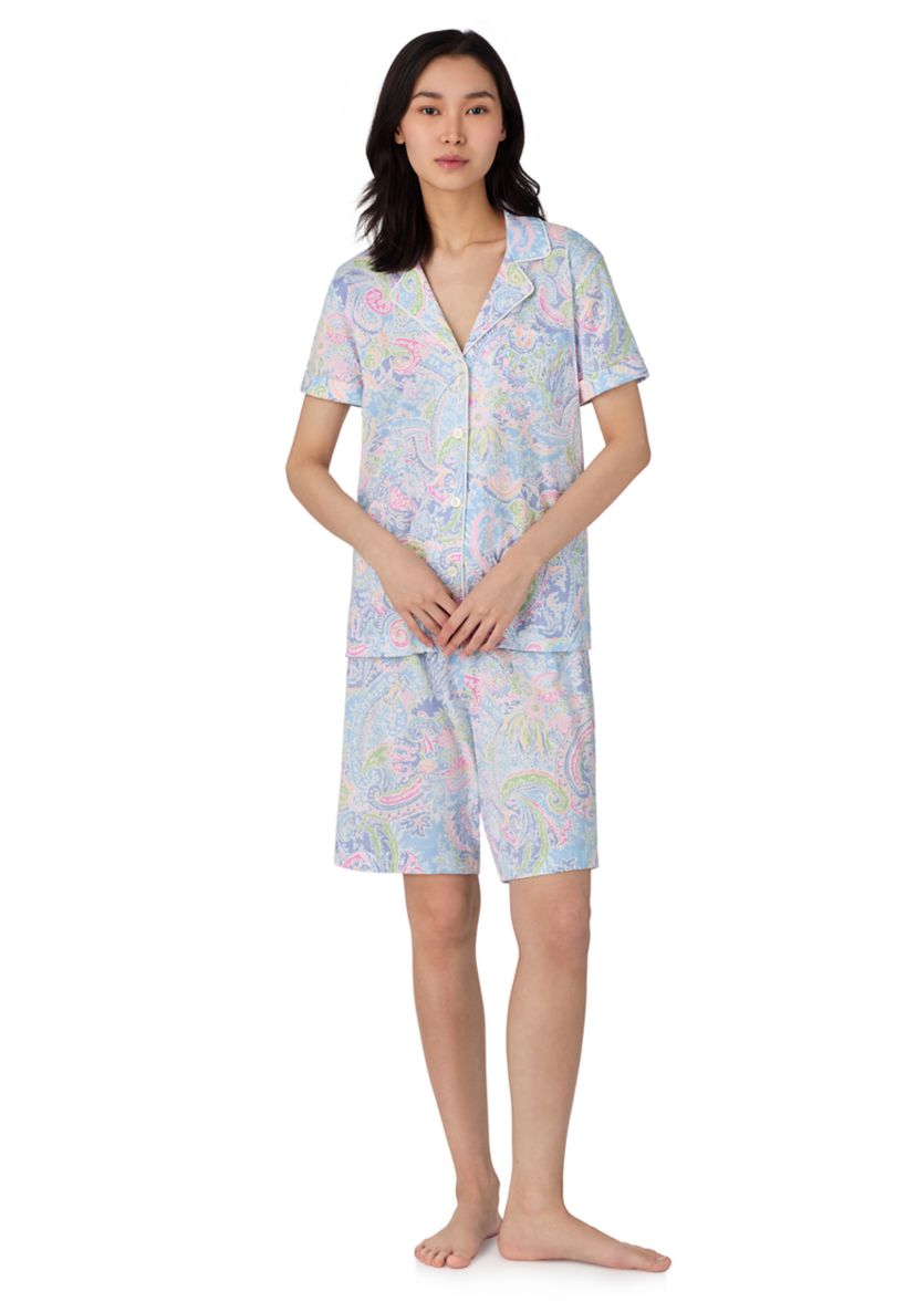 Short Sleeve Notch Collar Bermuda Pajama Set