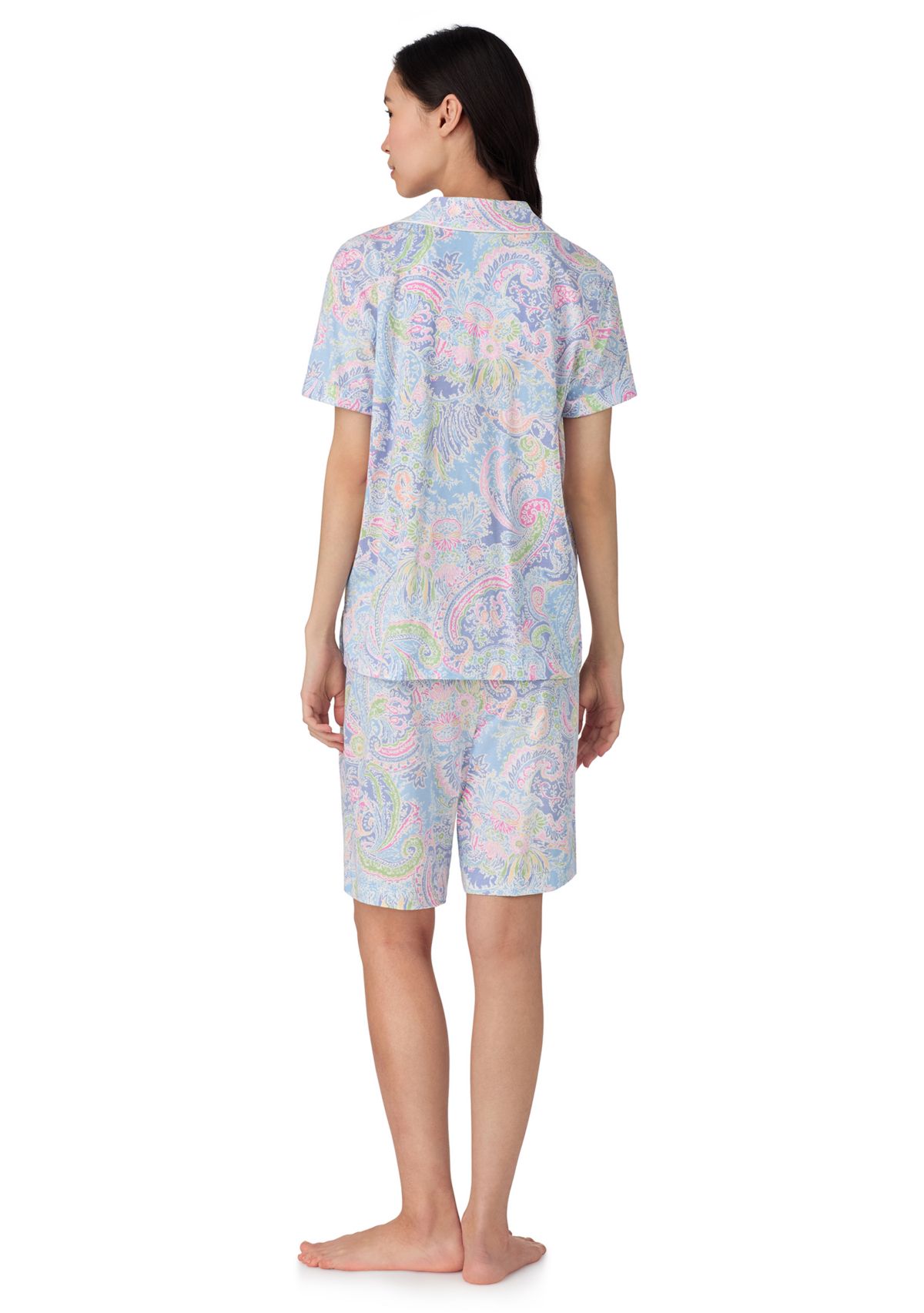 Short Sleeve Notch Collar Bermuda Pajama Set