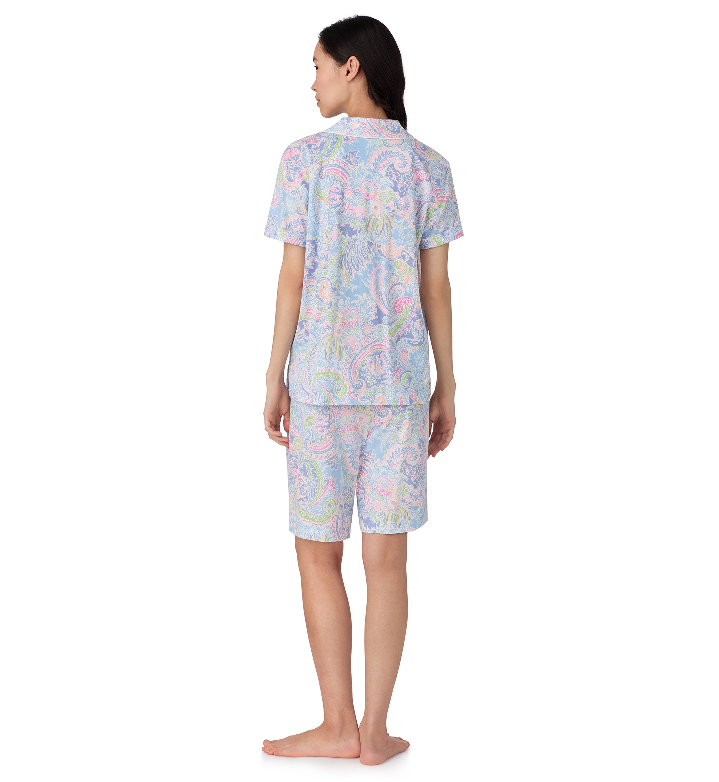 Short Sleeve Notch Collar Bermuda Pajama Set