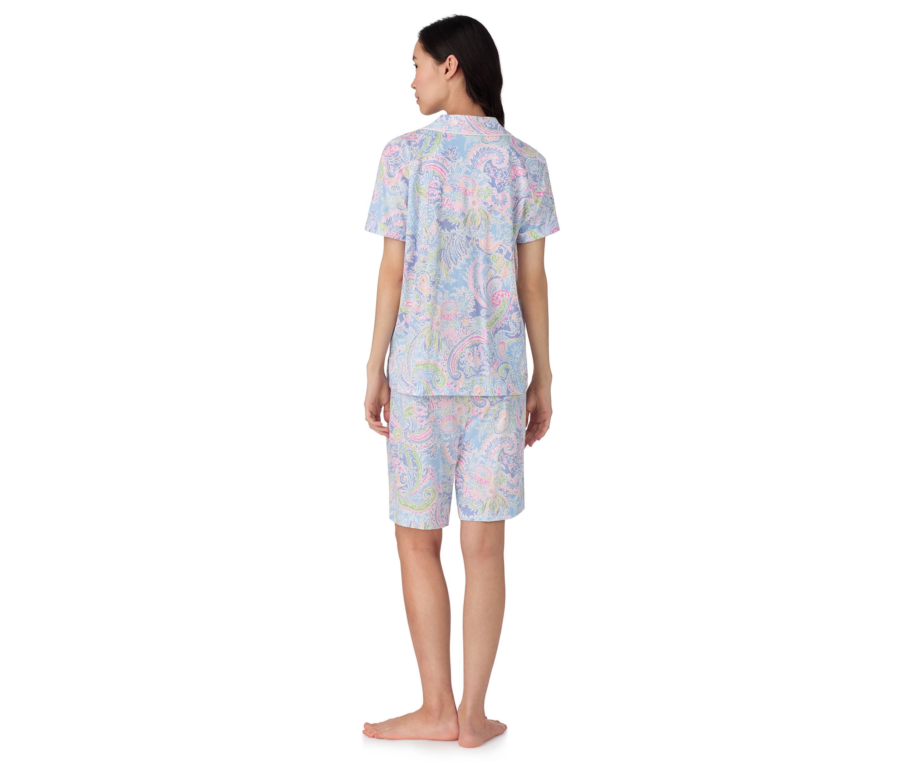 Short Sleeve Notch Collar Bermuda Pajama Set