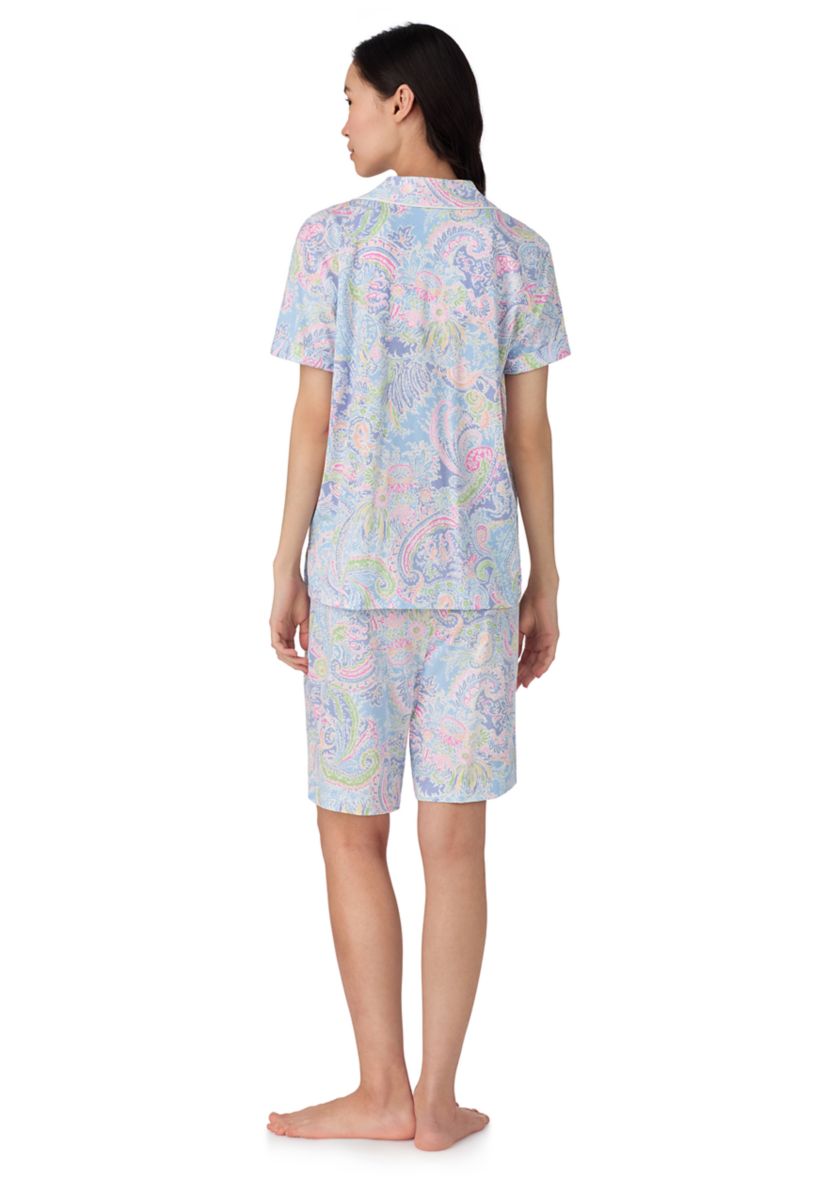 Short Sleeve Notch Collar Bermuda Pajama Set