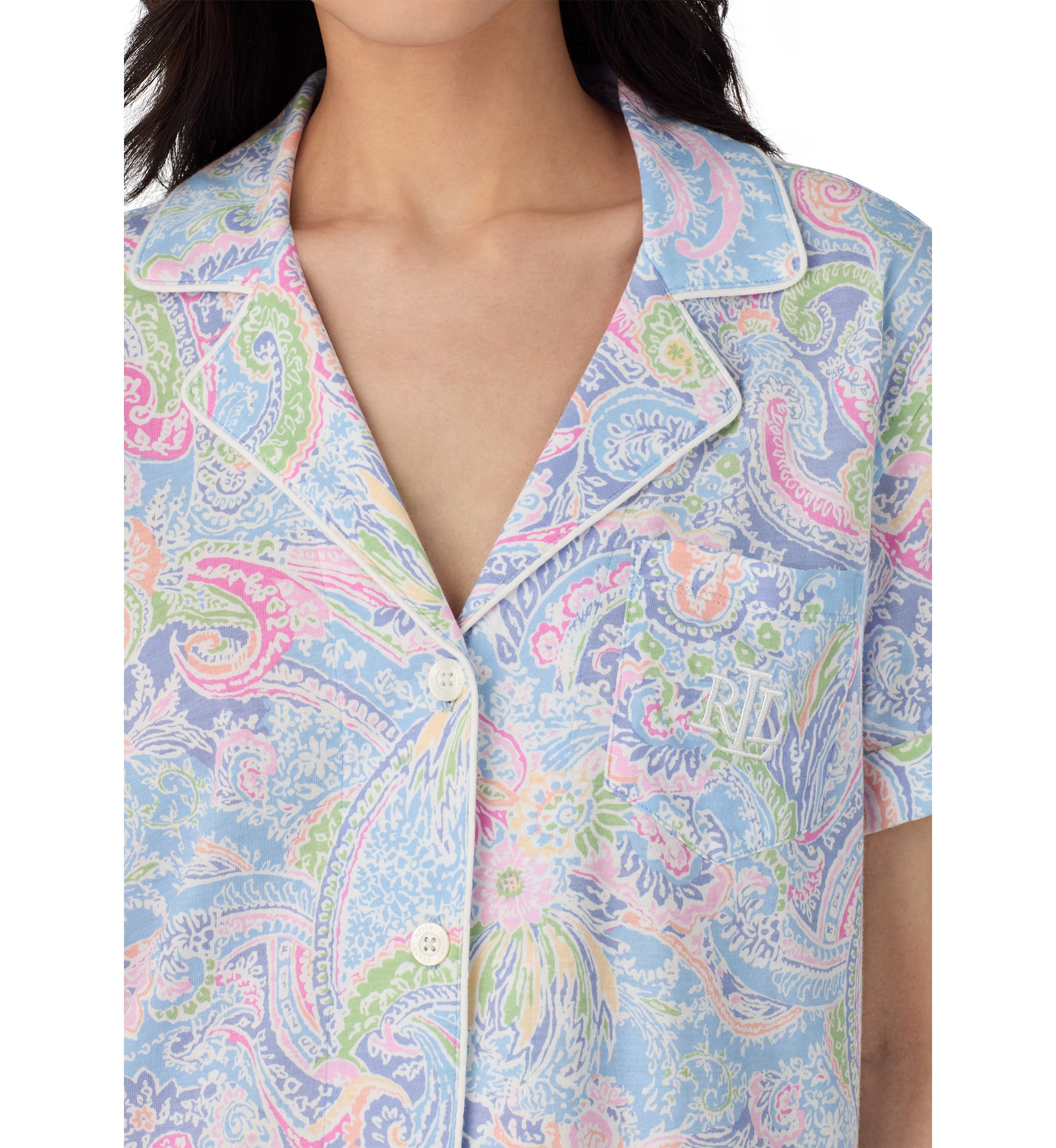 Short Sleeve Notch Collar Bermuda Pajama Set