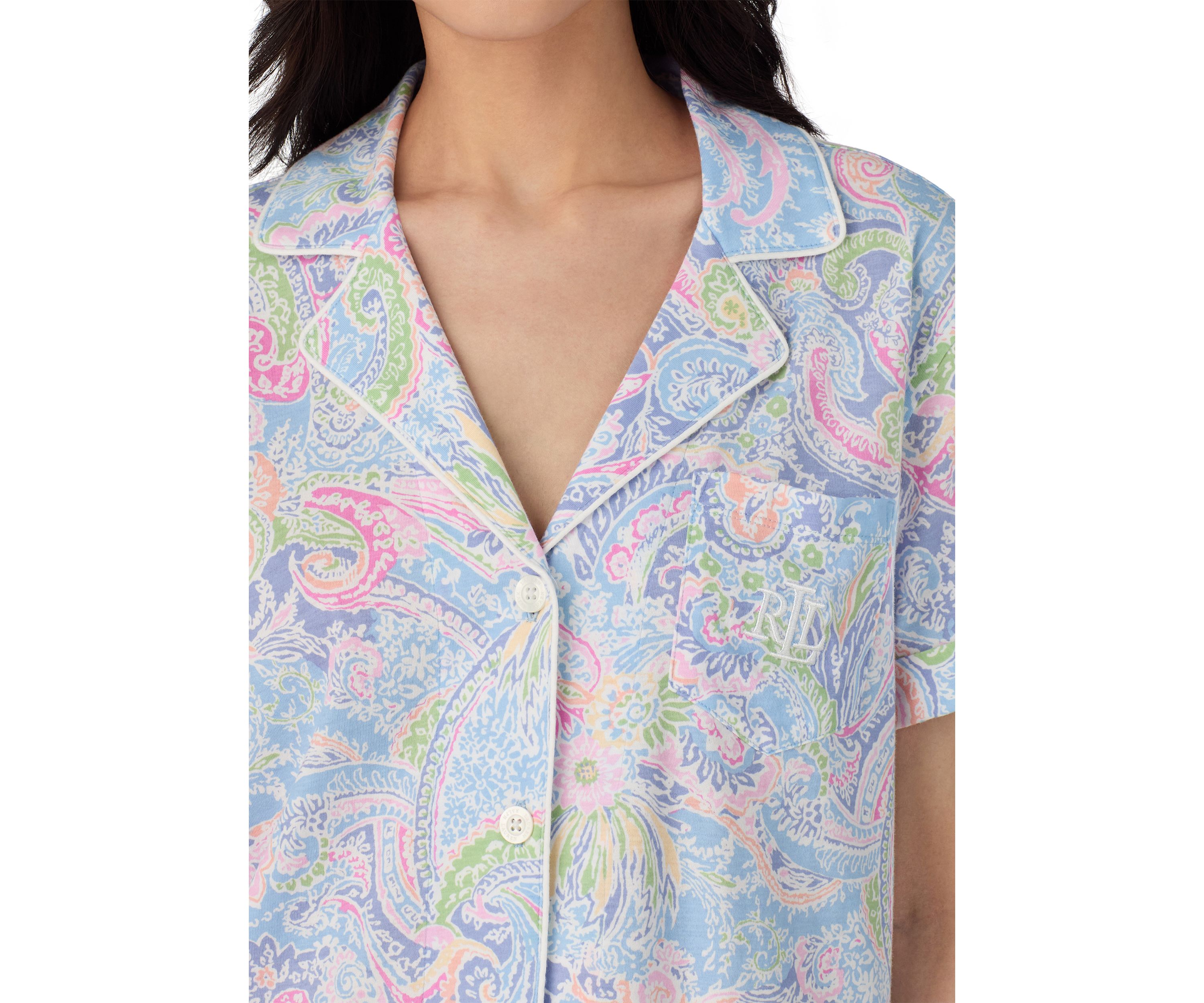 Short Sleeve Notch Collar Bermuda Pajama Set