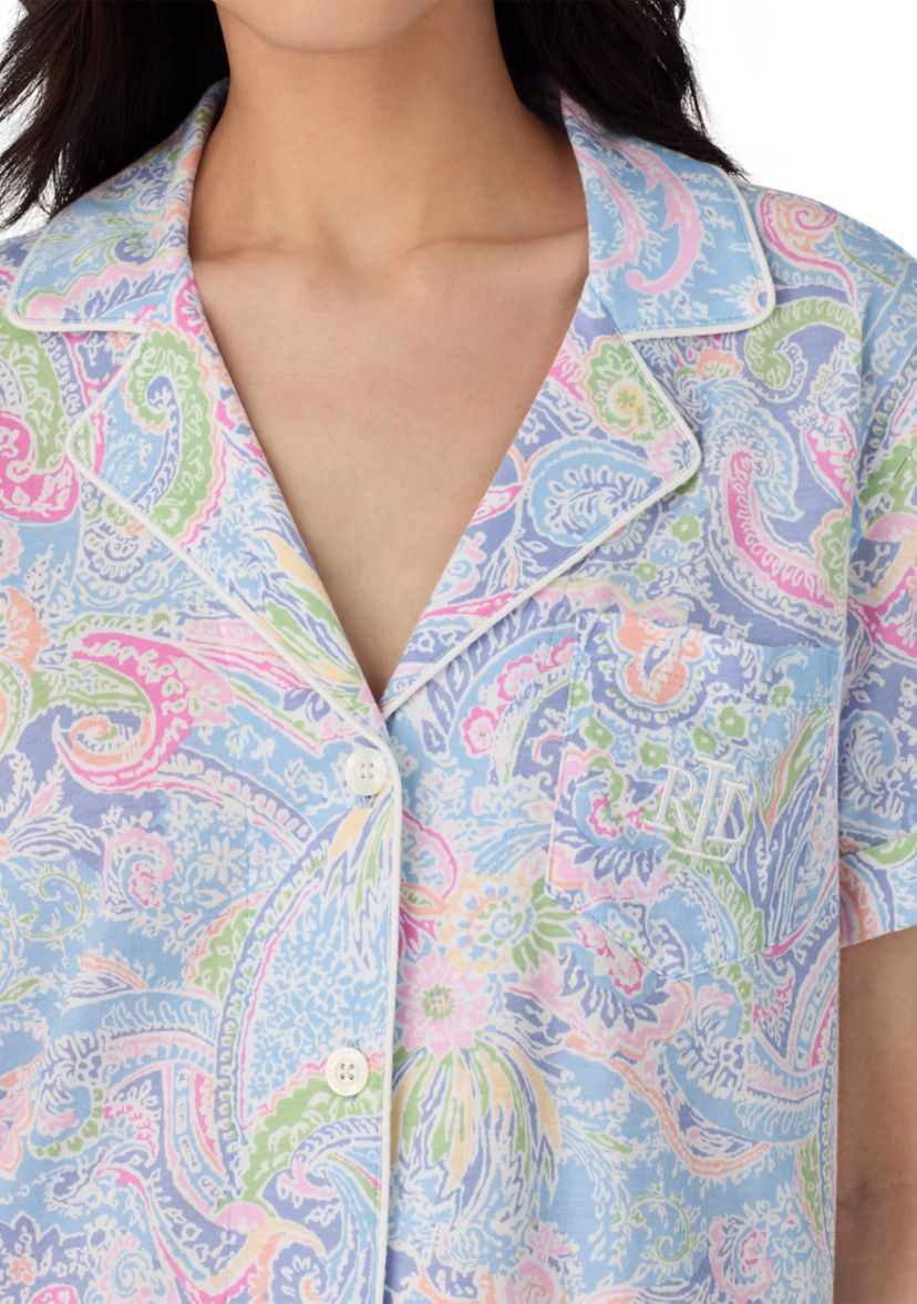 Short Sleeve Notch Collar Bermuda Pajama Set