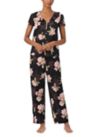 Flutter Sleeve Ruffle Neck Top and Ankle Pants Pajama Set