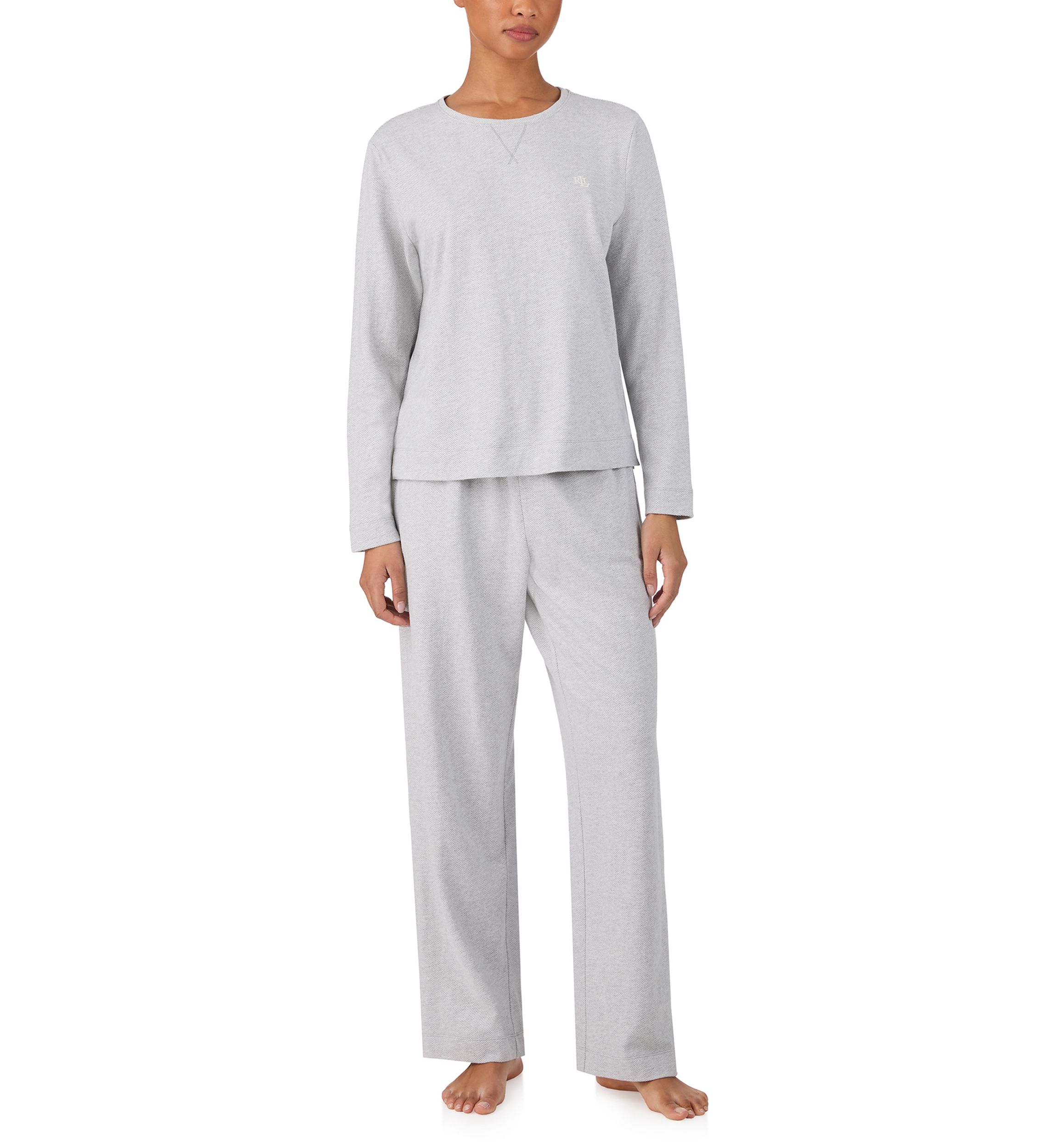  Long Sleeve Crew Neck Long Pant Pajama Set