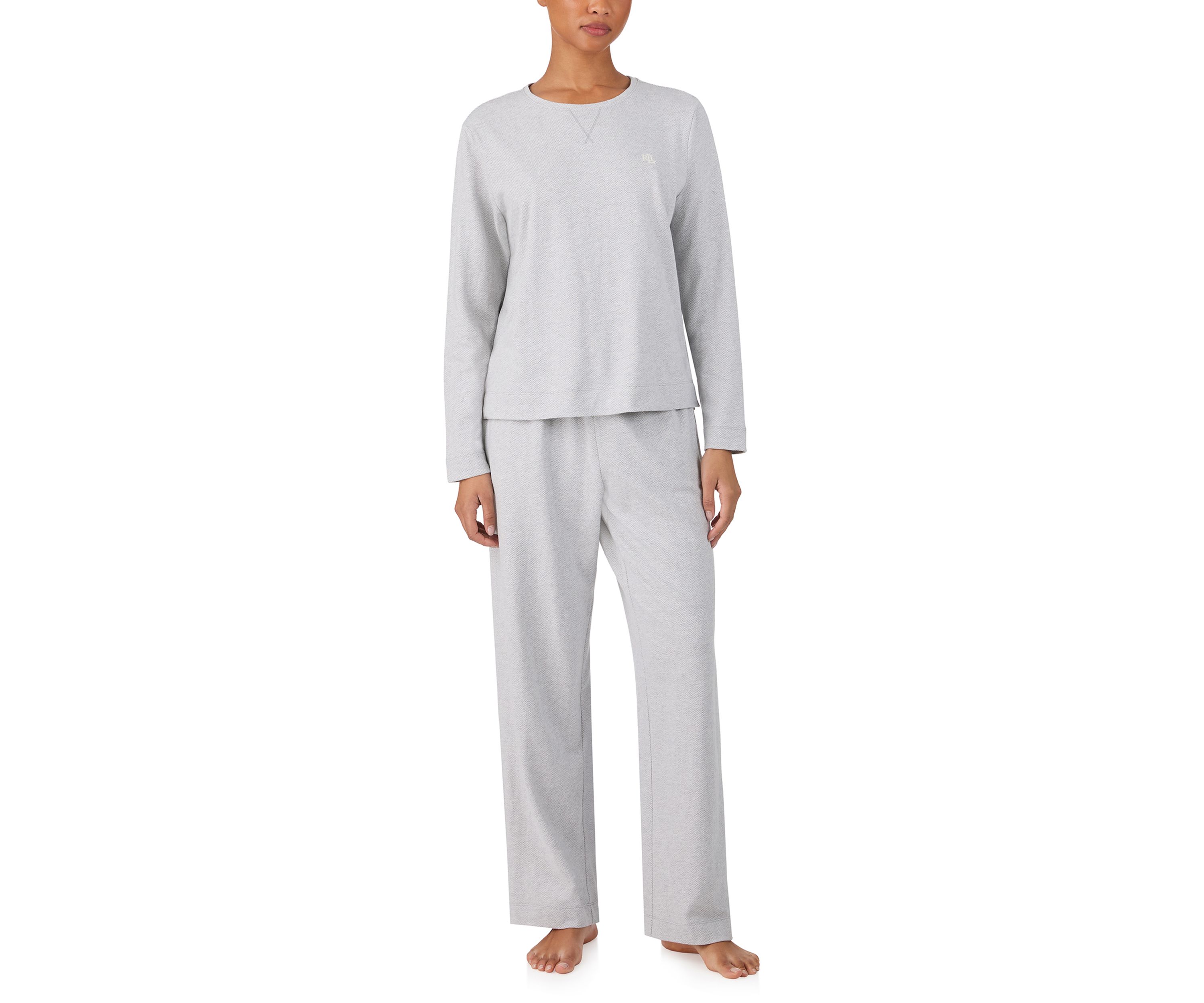  Long Sleeve Crew Neck Long Pant Pajama Set