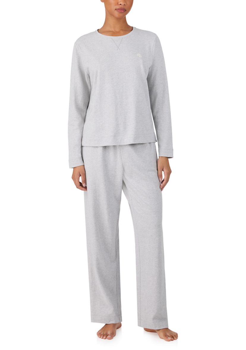  Long Sleeve Crew Neck Long Pant Pajama Set