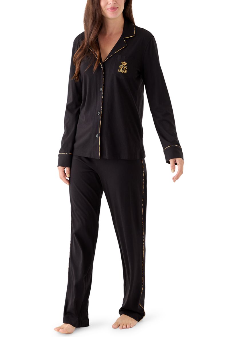 Long Sleeve Notch Collar Long Pant Pajama Set