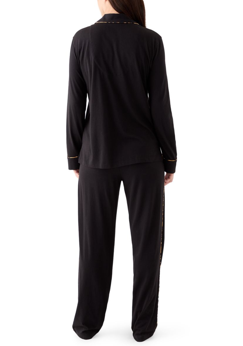 Long Sleeve Notch Collar Long Pant Pajama Set