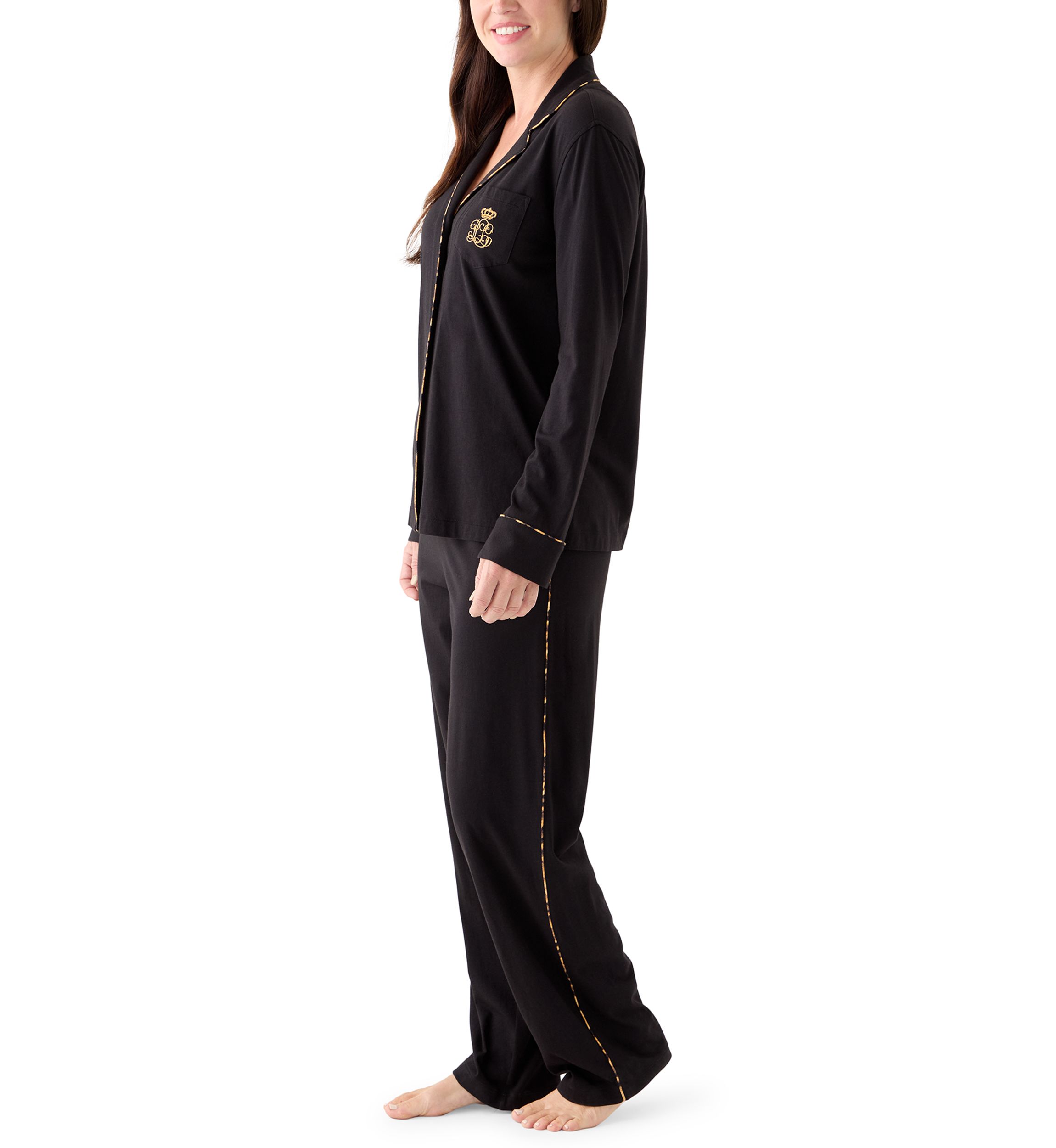 Long Sleeve Notch Collar Long Pant Pajama Set