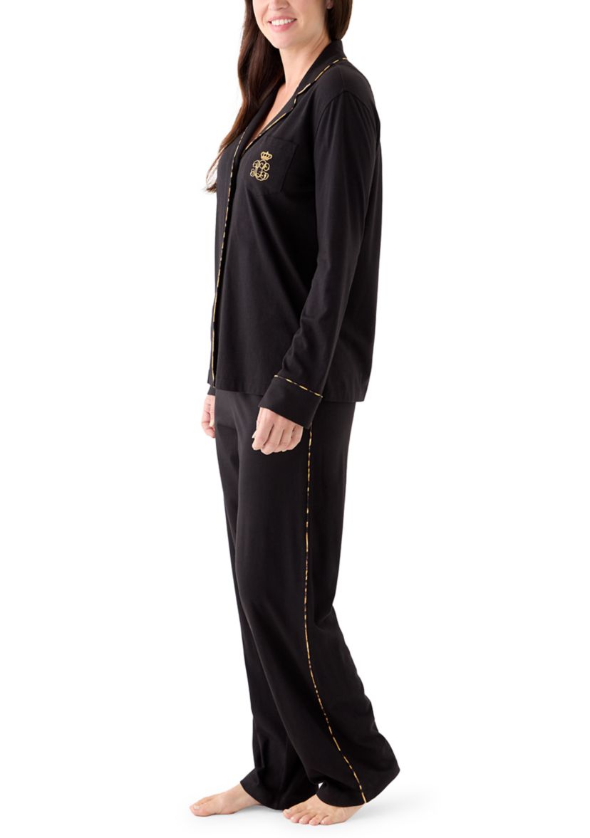 Long Sleeve Notch Collar Long Pant Pajama Set