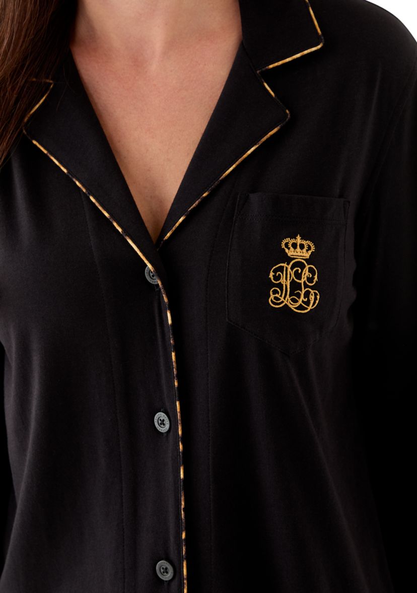 Long Sleeve Notch Collar Long Pant Pajama Set