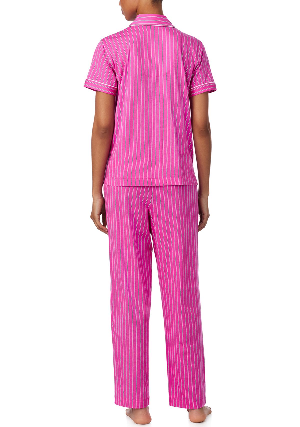 Short Sleeve Notch Collar Ankle Pant Pajama Set