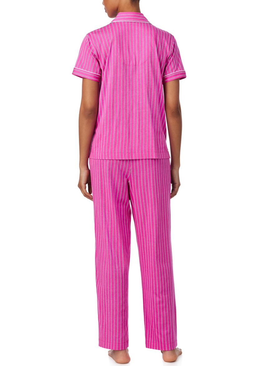 Short Sleeve Notch Collar Ankle Pant Pajama Set