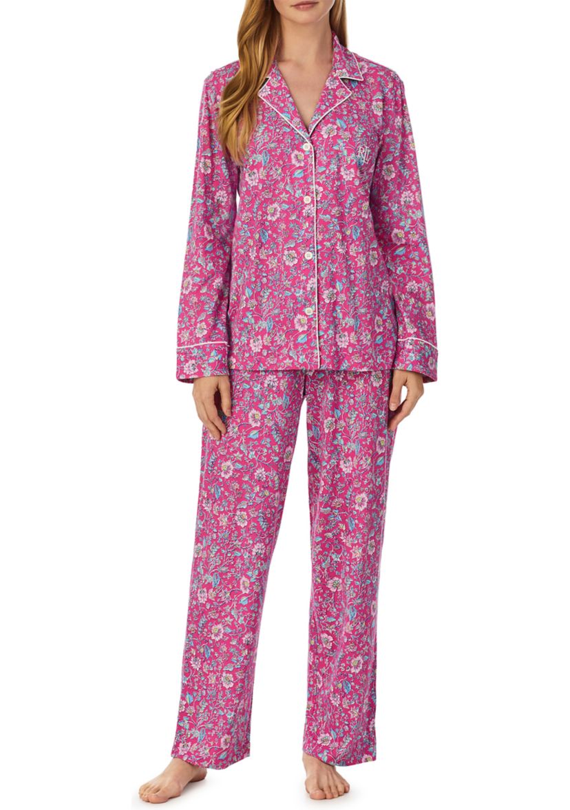 Long Sleeve Notch Collar Long Pant Pajama Set