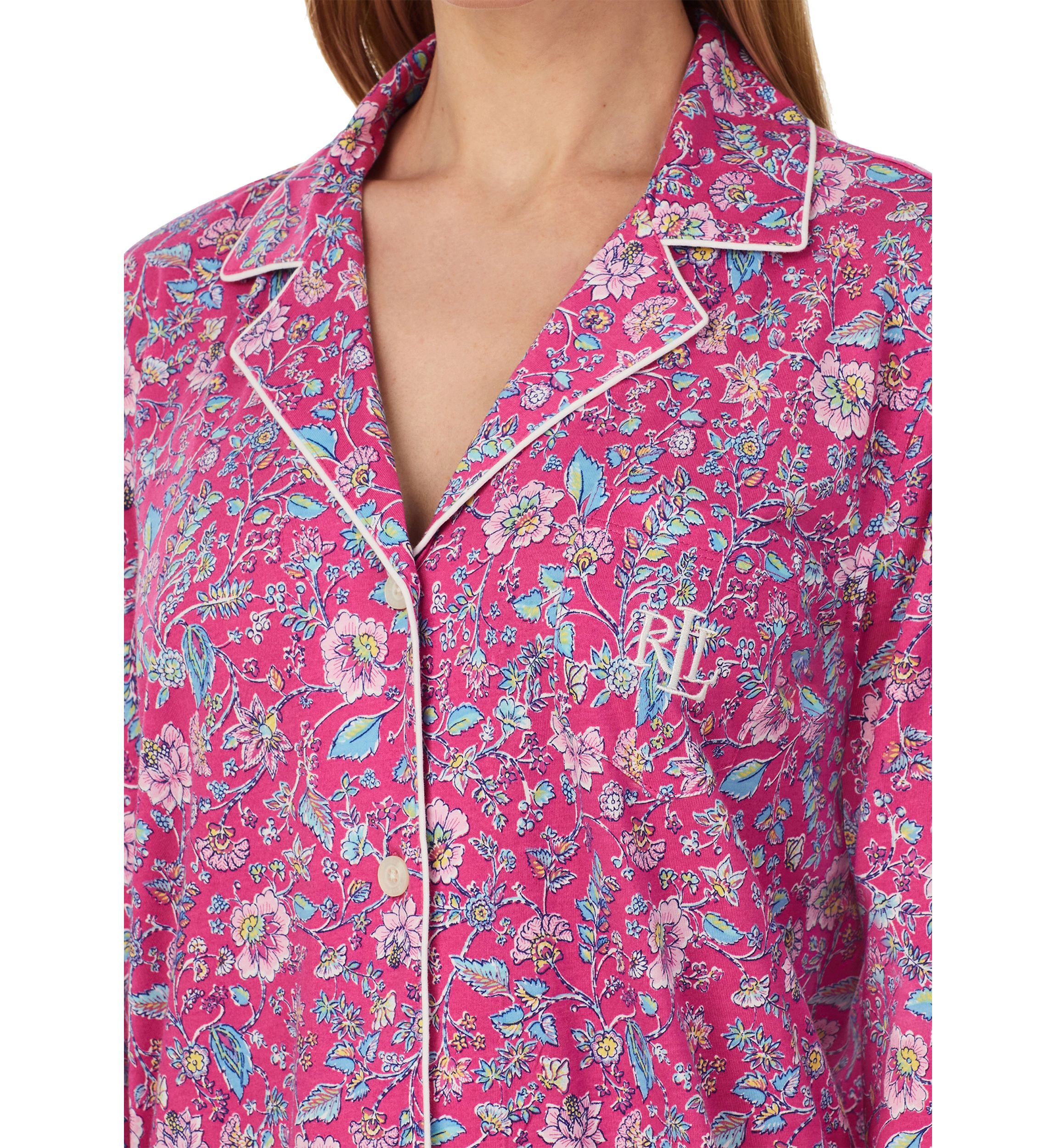 Long Sleeve Notch Collar Long Pant Pajama Set