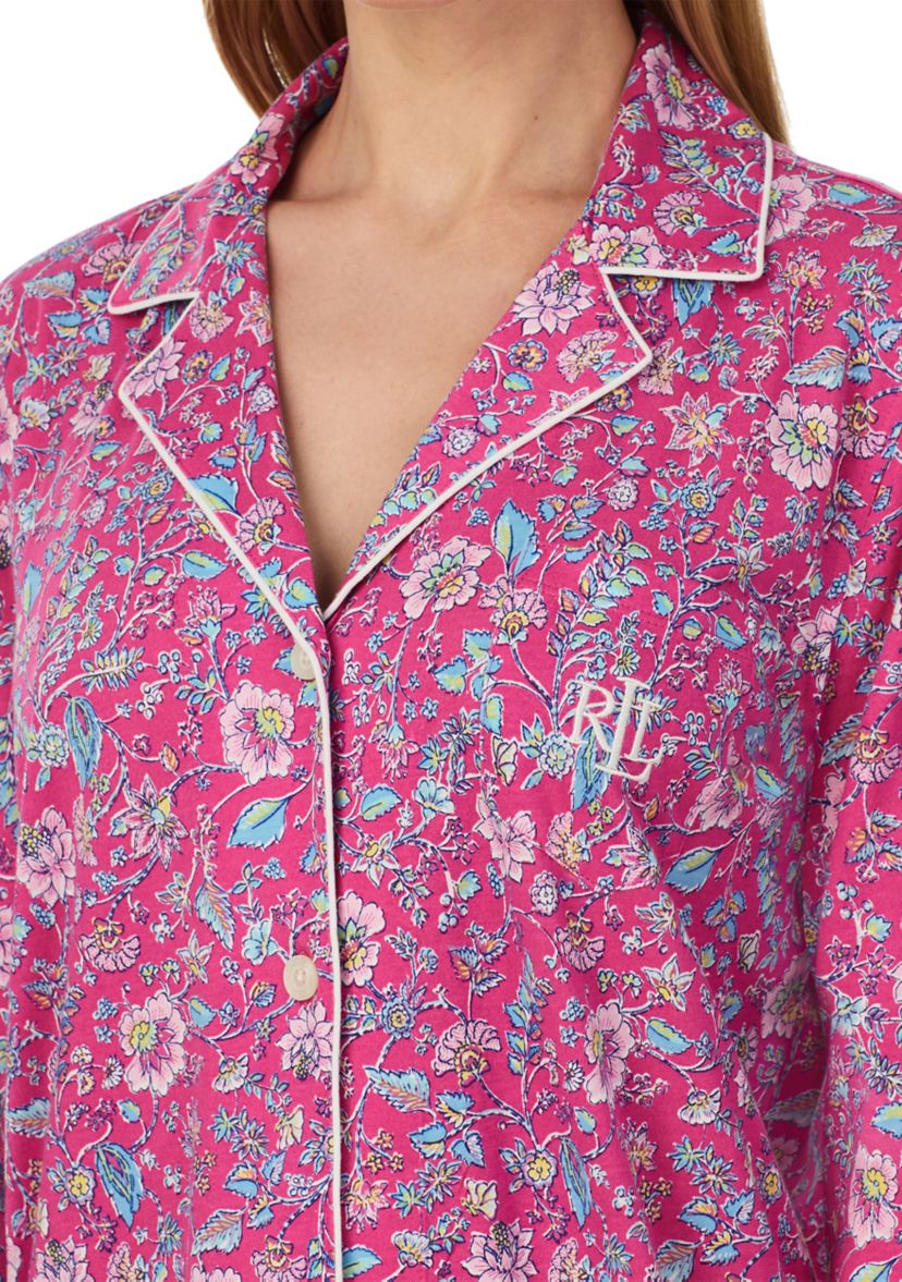 Long Sleeve Notch Collar Long Pant Pajama Set
