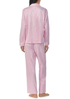 Lauren by Ralph Lauren notch collar capri pajama set in lavender plaid