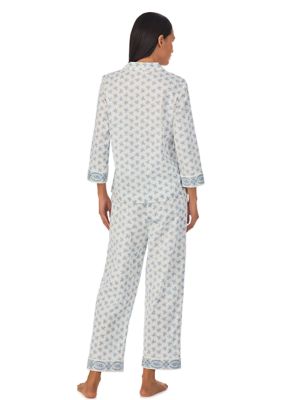 3/4 Sleeve Notch Collar Ankle Pant Pajama Set