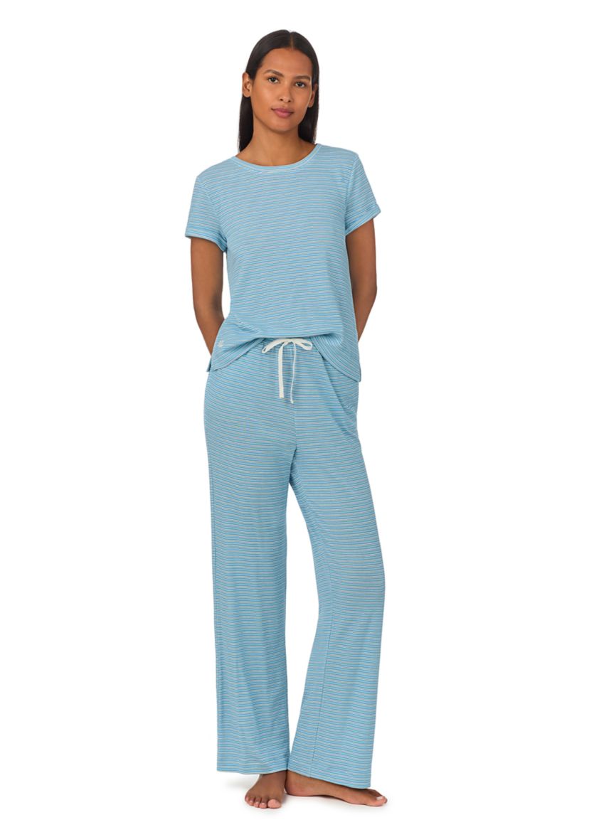 Short Sleeve Rounded Neck Long Pant Pajama Set