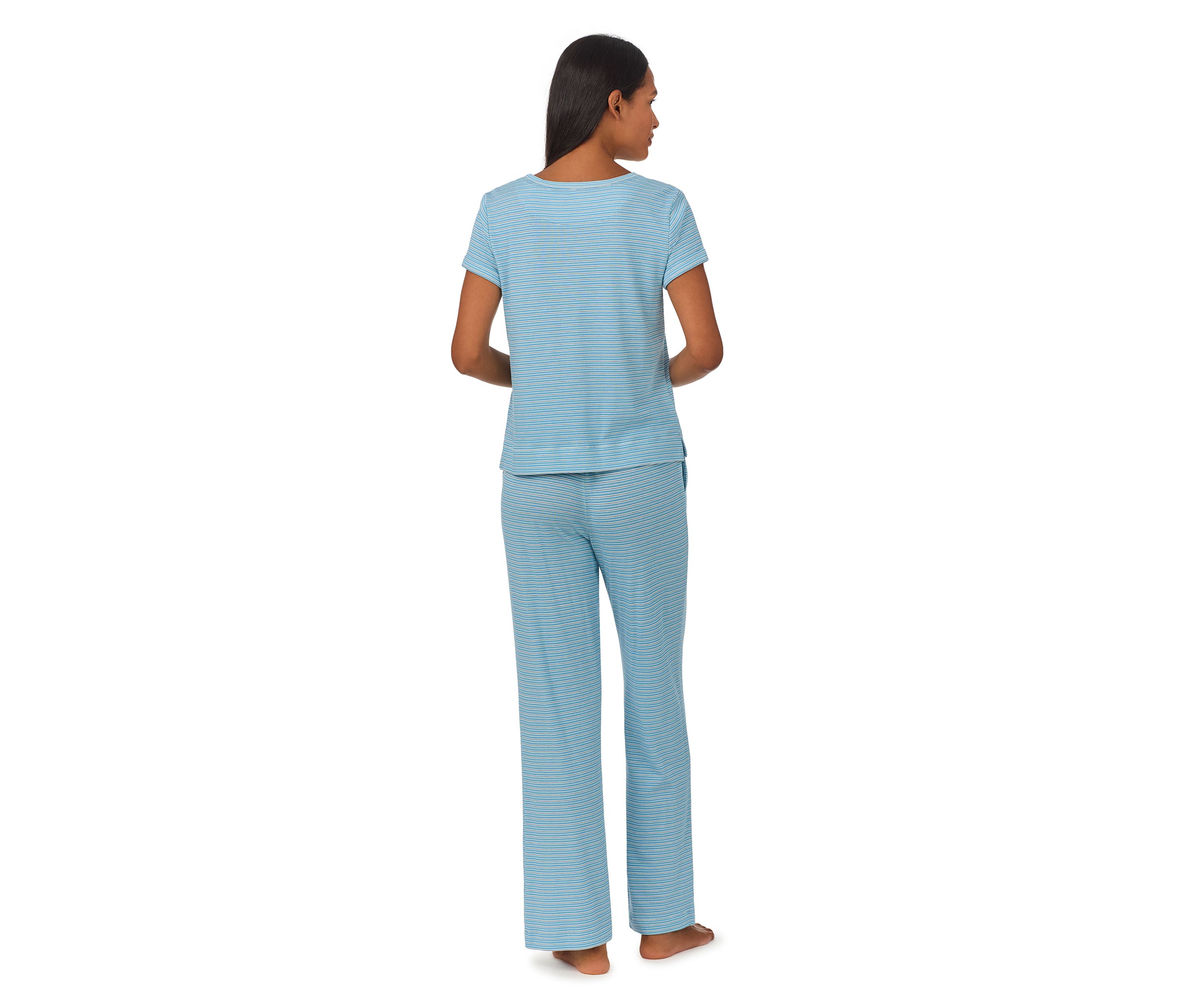 Short Sleeve Rounded Neck Long Pant Pajama Set