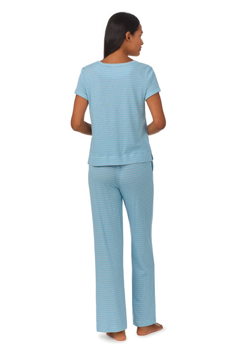 Short Sleeve Rounded Neck Long Pant Pajama Set