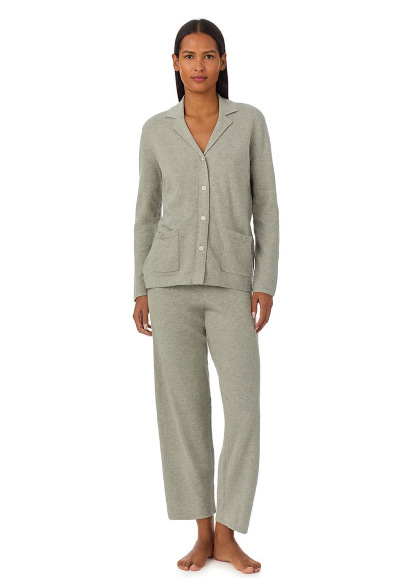 Long Sleeve Notch Collar Long Pant Pajama Set