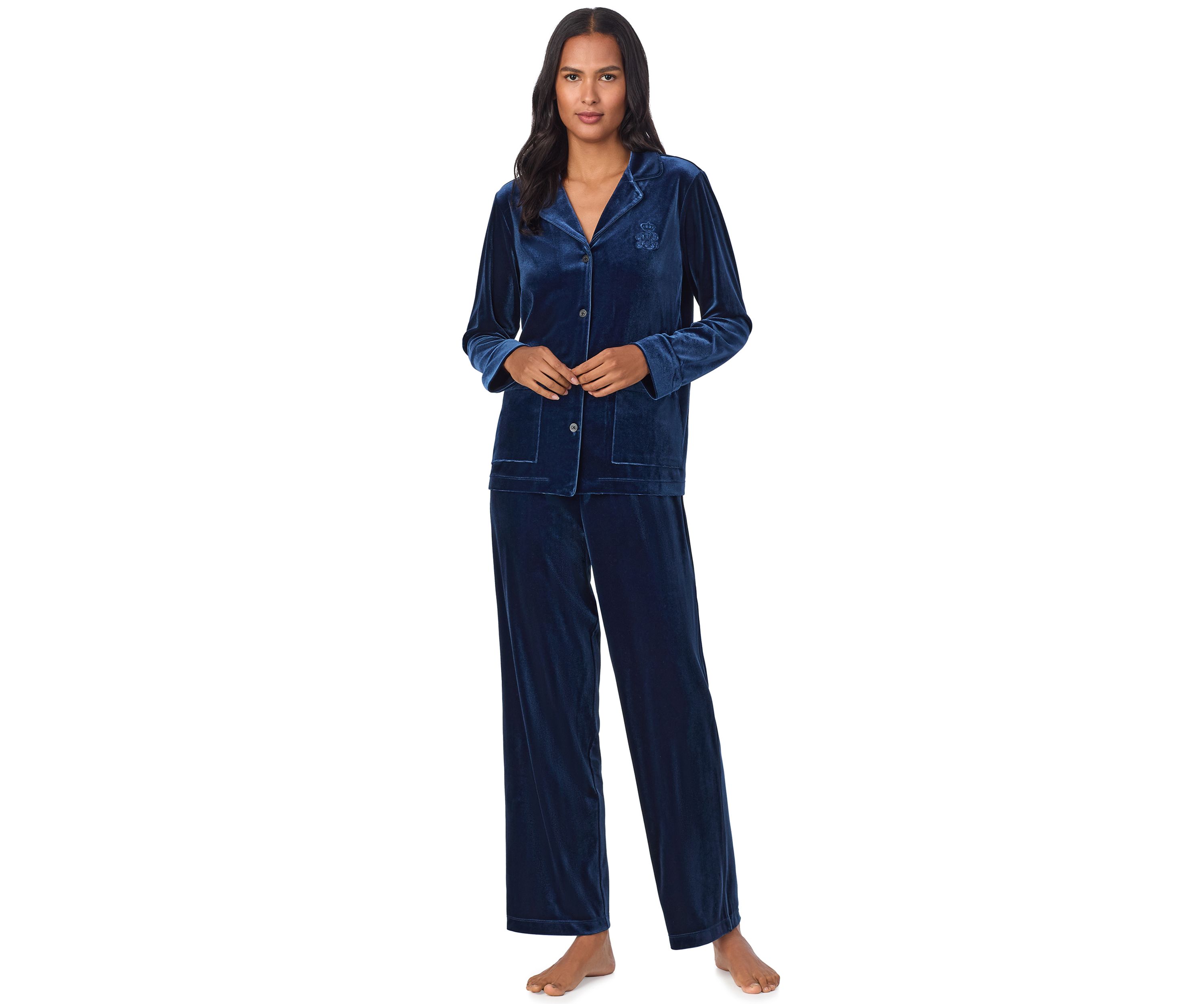 Long Sleeve Notch Collar Long Pant Pajama Set