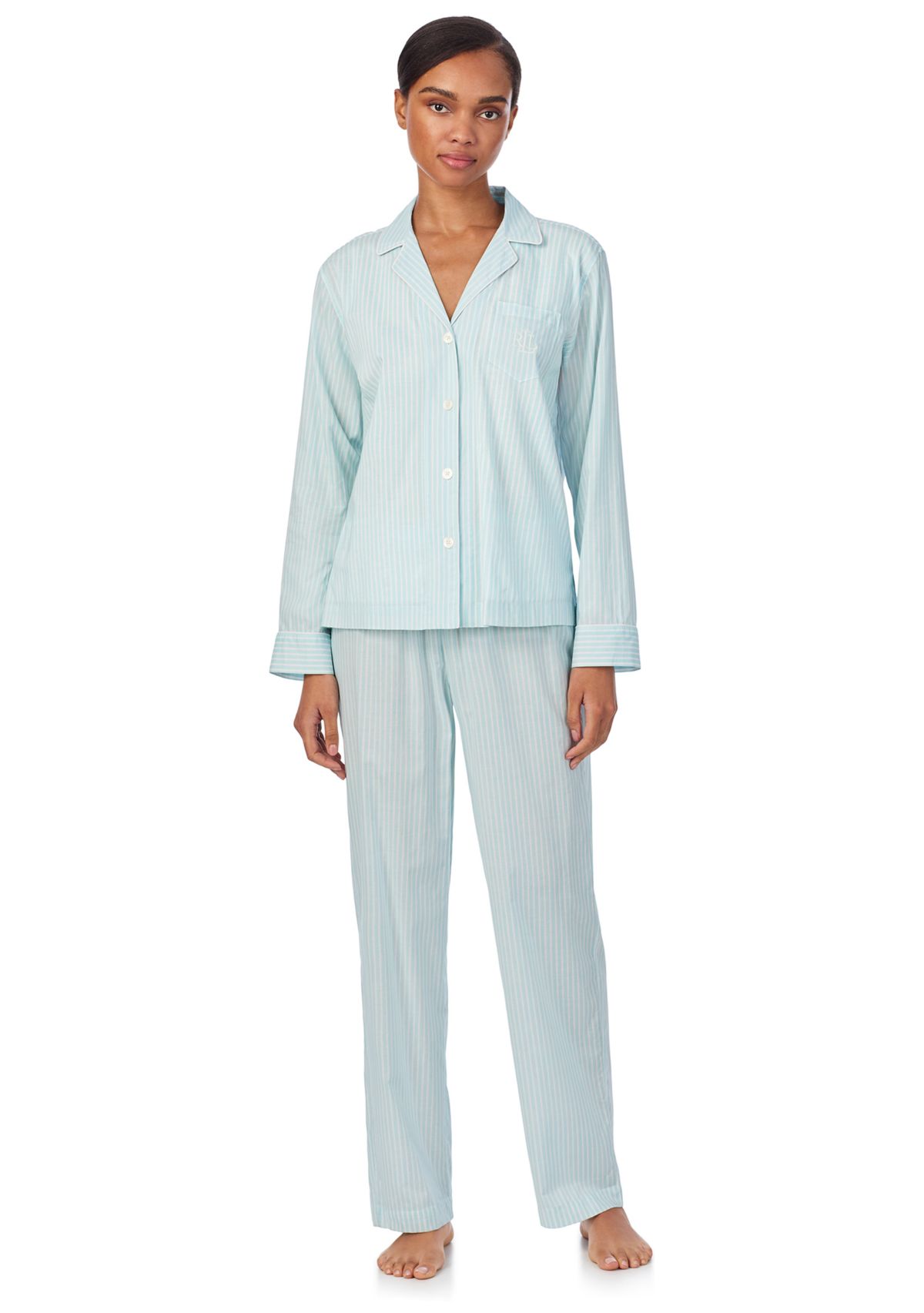 Long Sleeve Notch Collar Long Pant Pajama Set