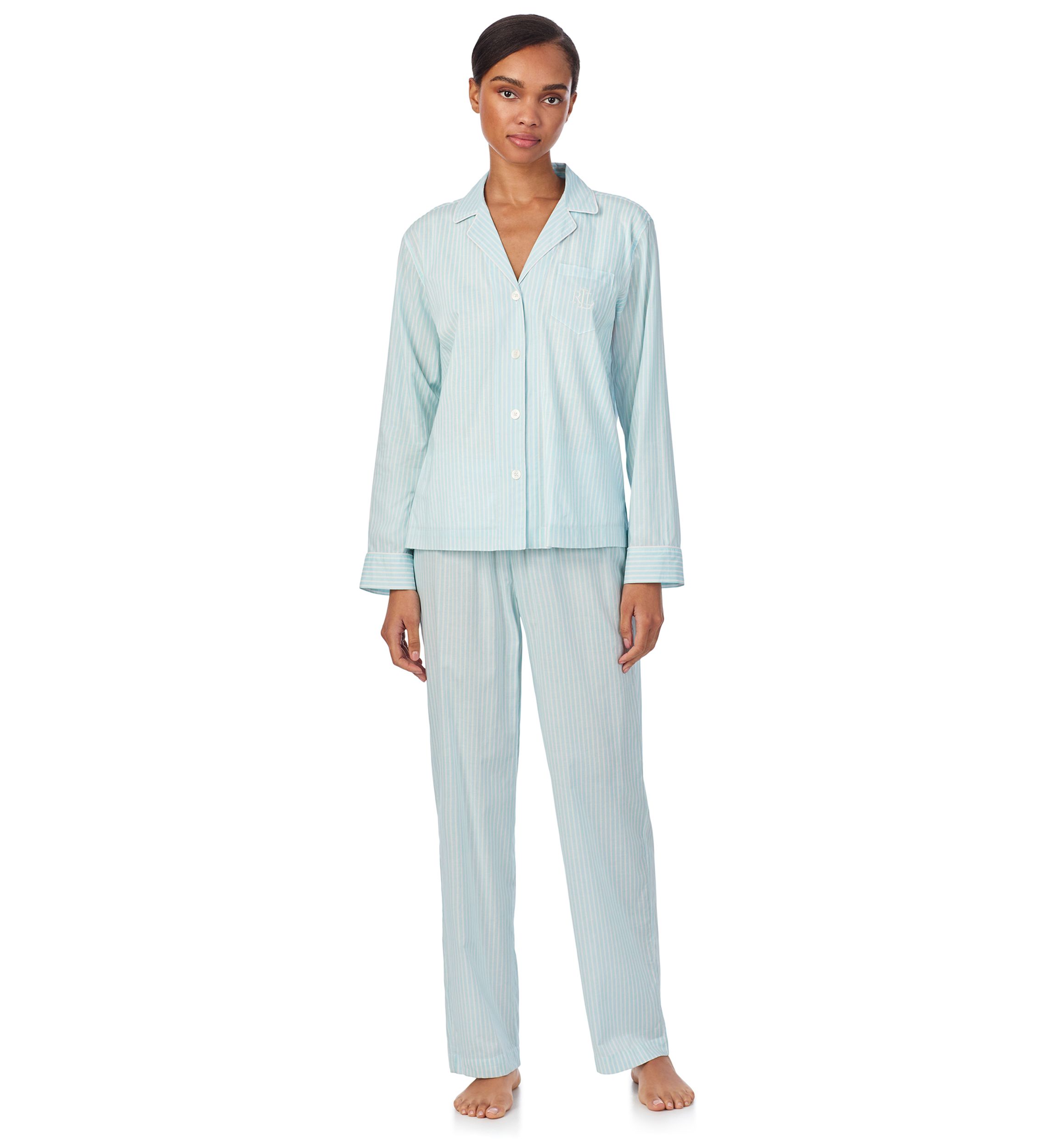 Long Sleeve Notch Collar Long Pant Pajama Set