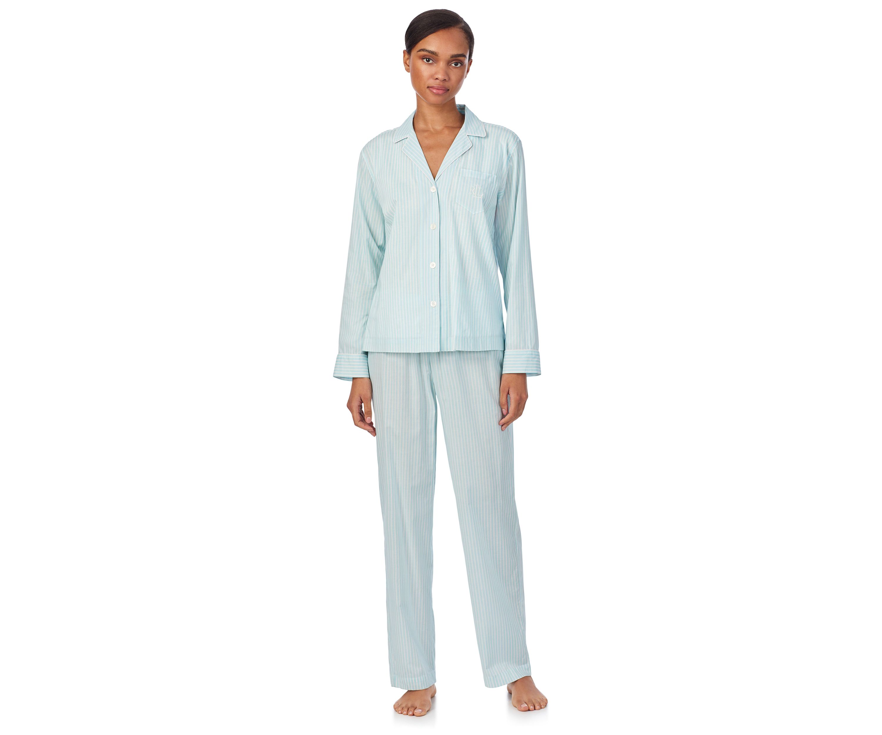 Long Sleeve Notch Collar Long Pant Pajama Set