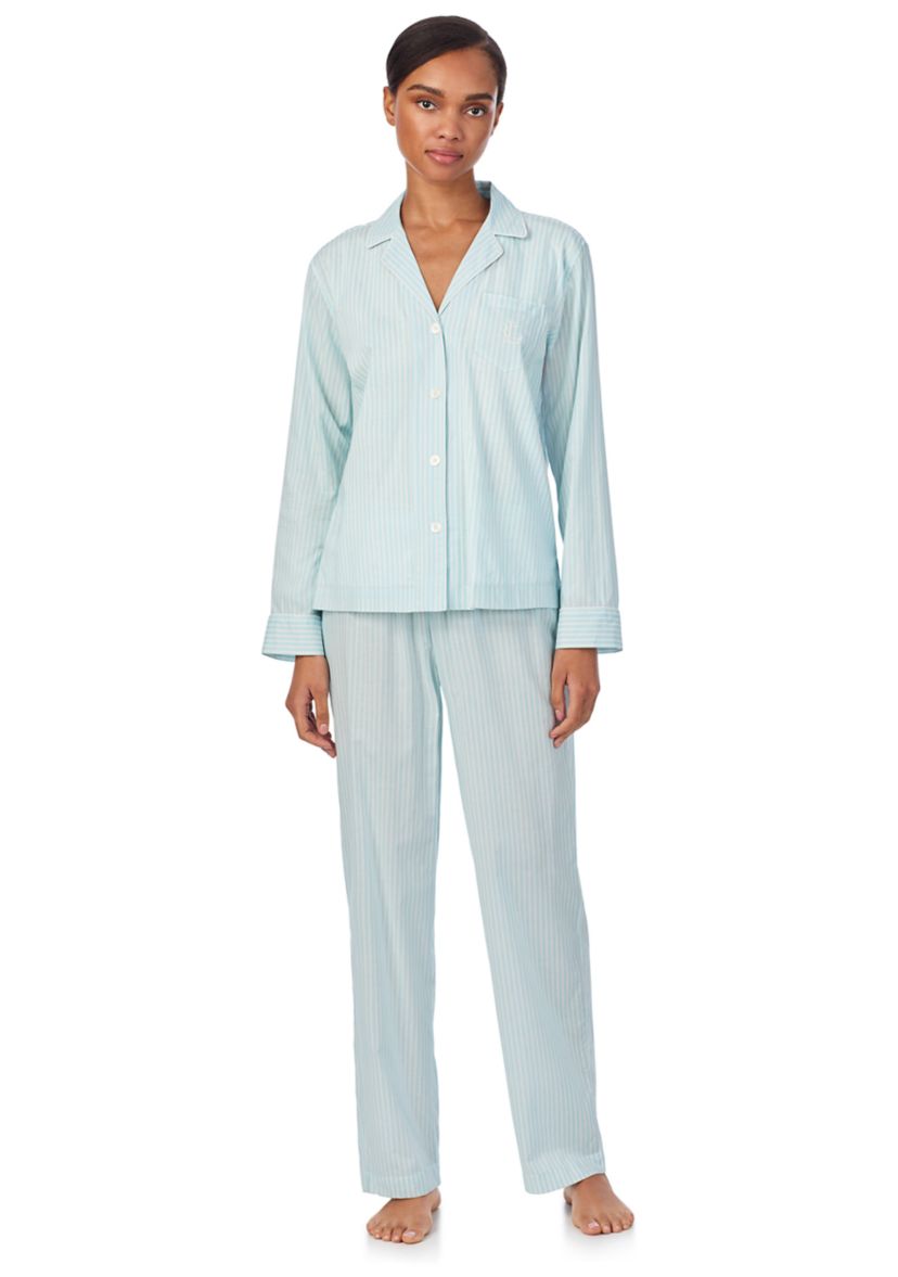 Long Sleeve Notch Collar Long Pant Pajama Set