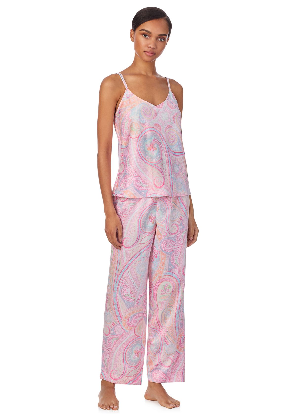  Double Strap V-Neck Ankle Pant Pajama Set