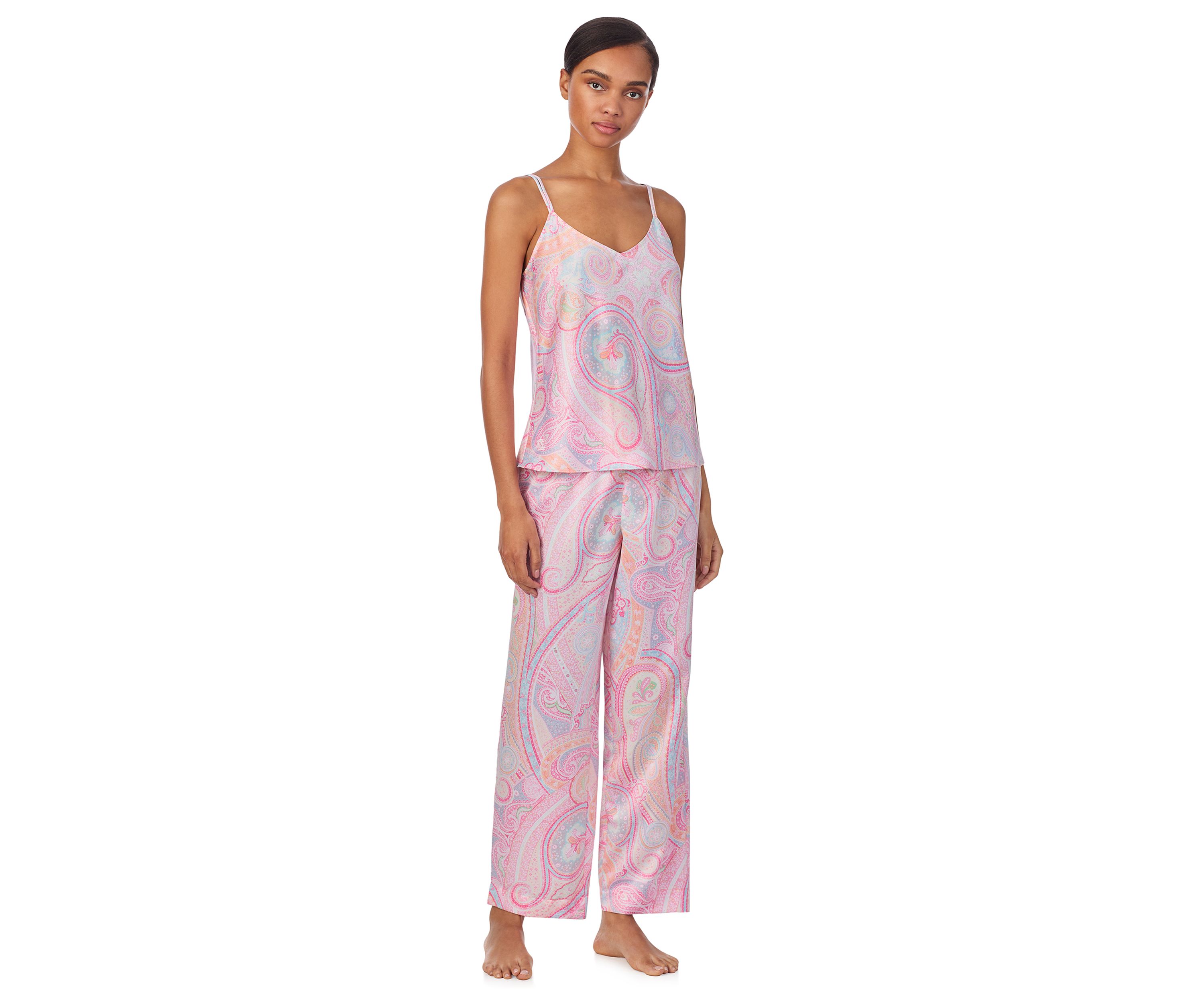  Double Strap V-Neck Ankle Pant Pajama Set