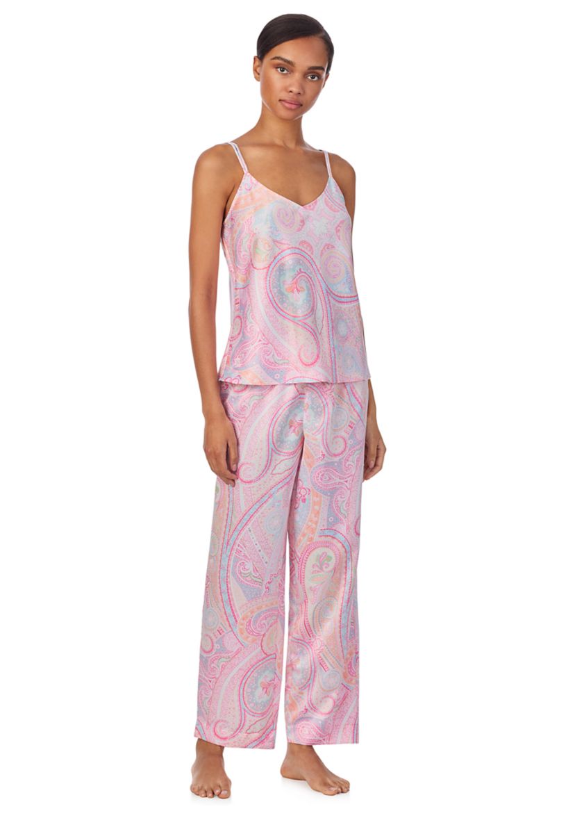  Double Strap V-Neck Ankle Pant Pajama Set