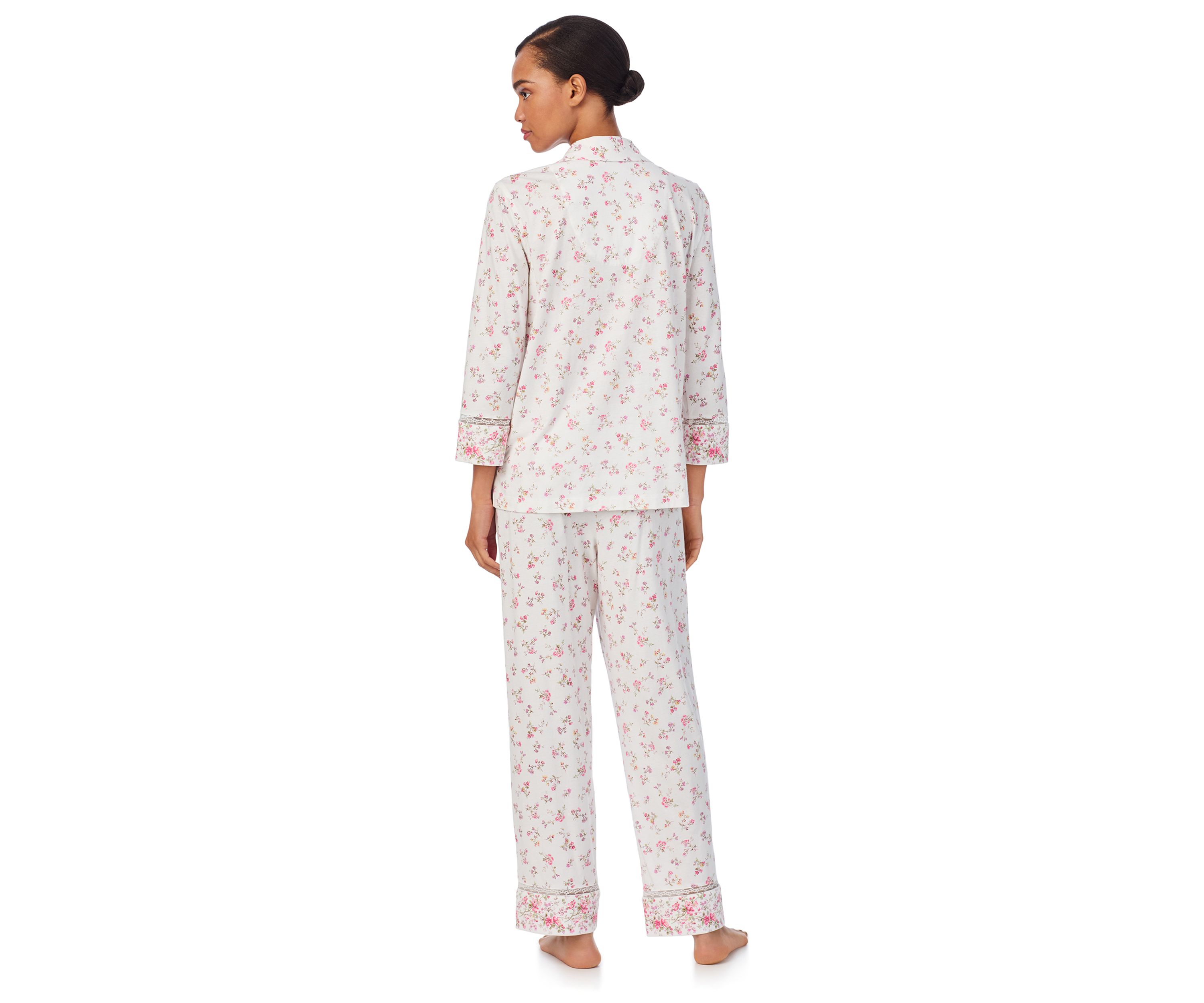 3/4 Sleeve Notch Collar Ankle Pant Pajama Set