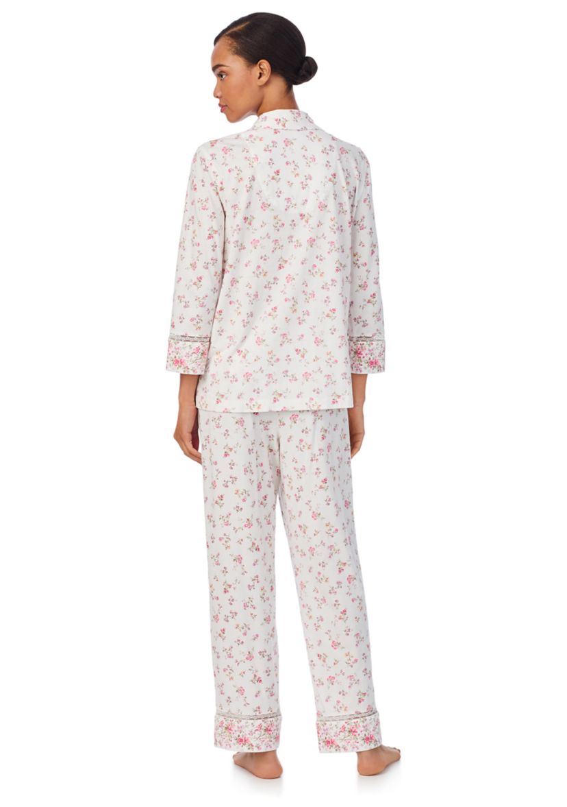 3/4 Sleeve Notch Collar Ankle Pant Pajama Set