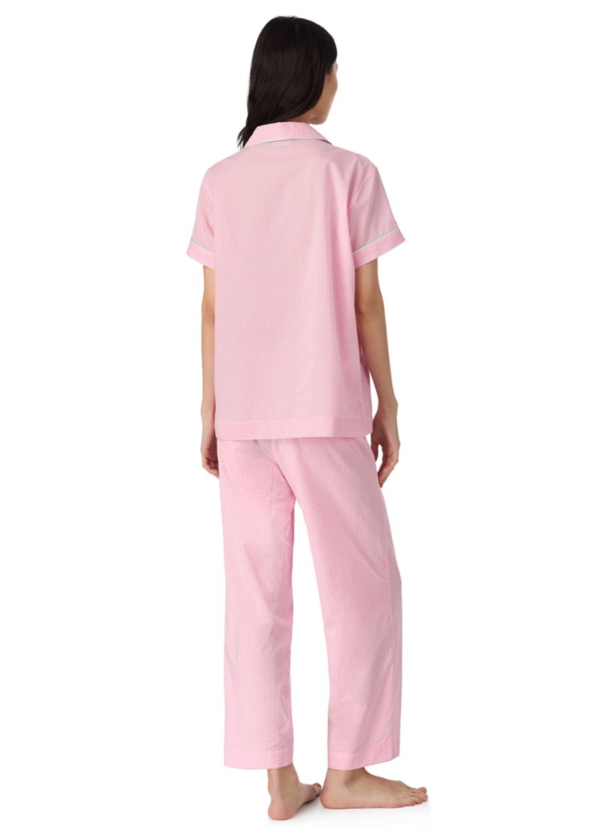 Short Sleeve Notch Collar Cropped Pants Pajama Set