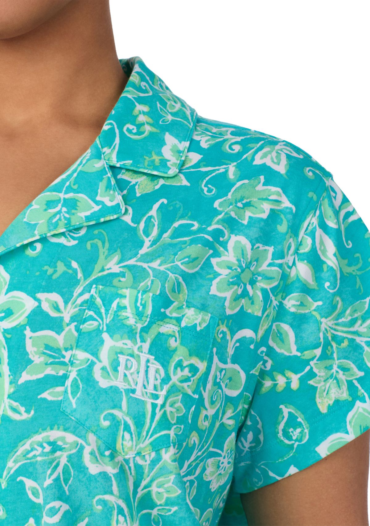 Plus Size Short Sleeve Notch Collar Cropped Pant Pajama Set