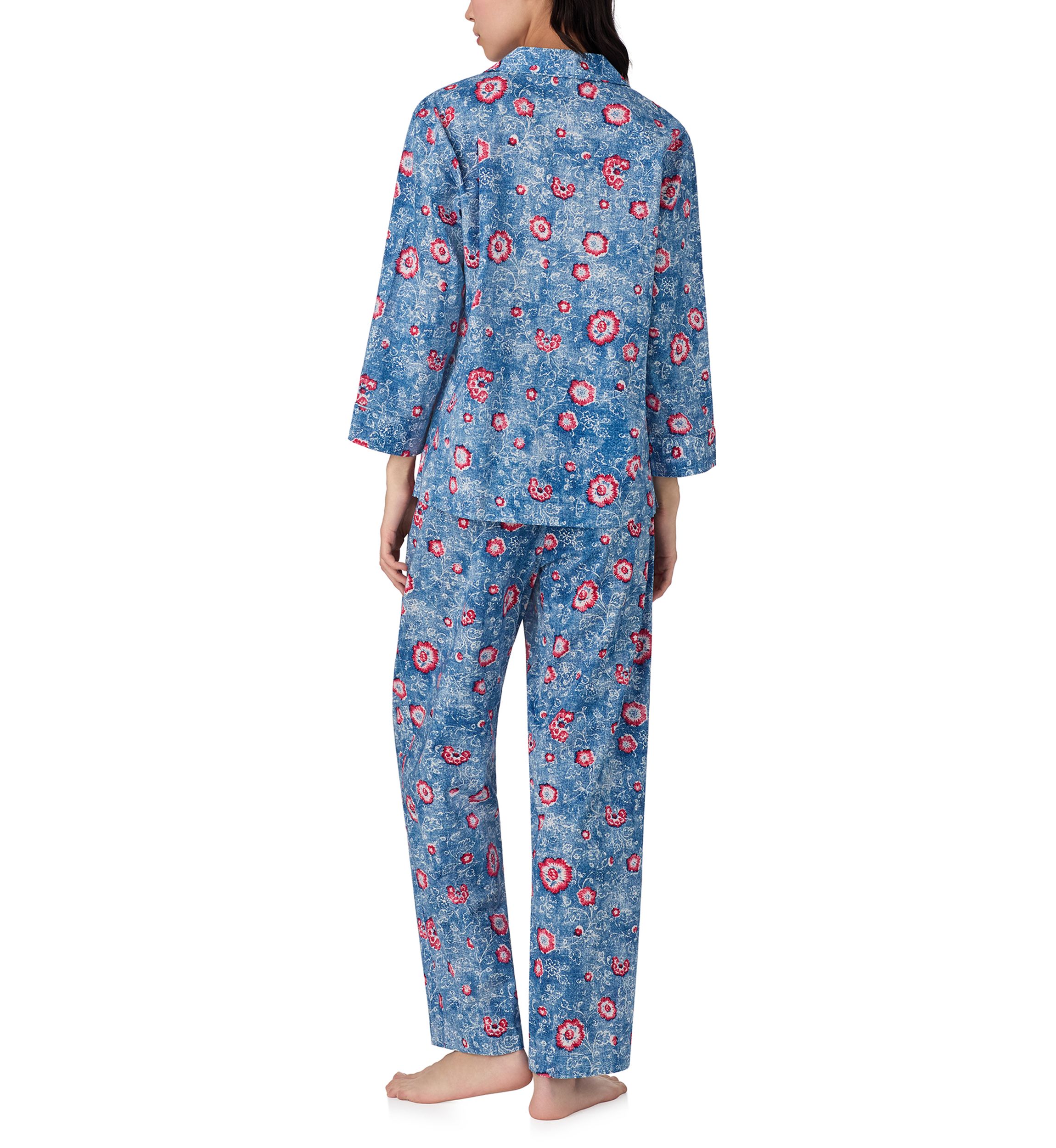 3/4 Sleeve Notch Collar Ankle Pant Pajama Set
