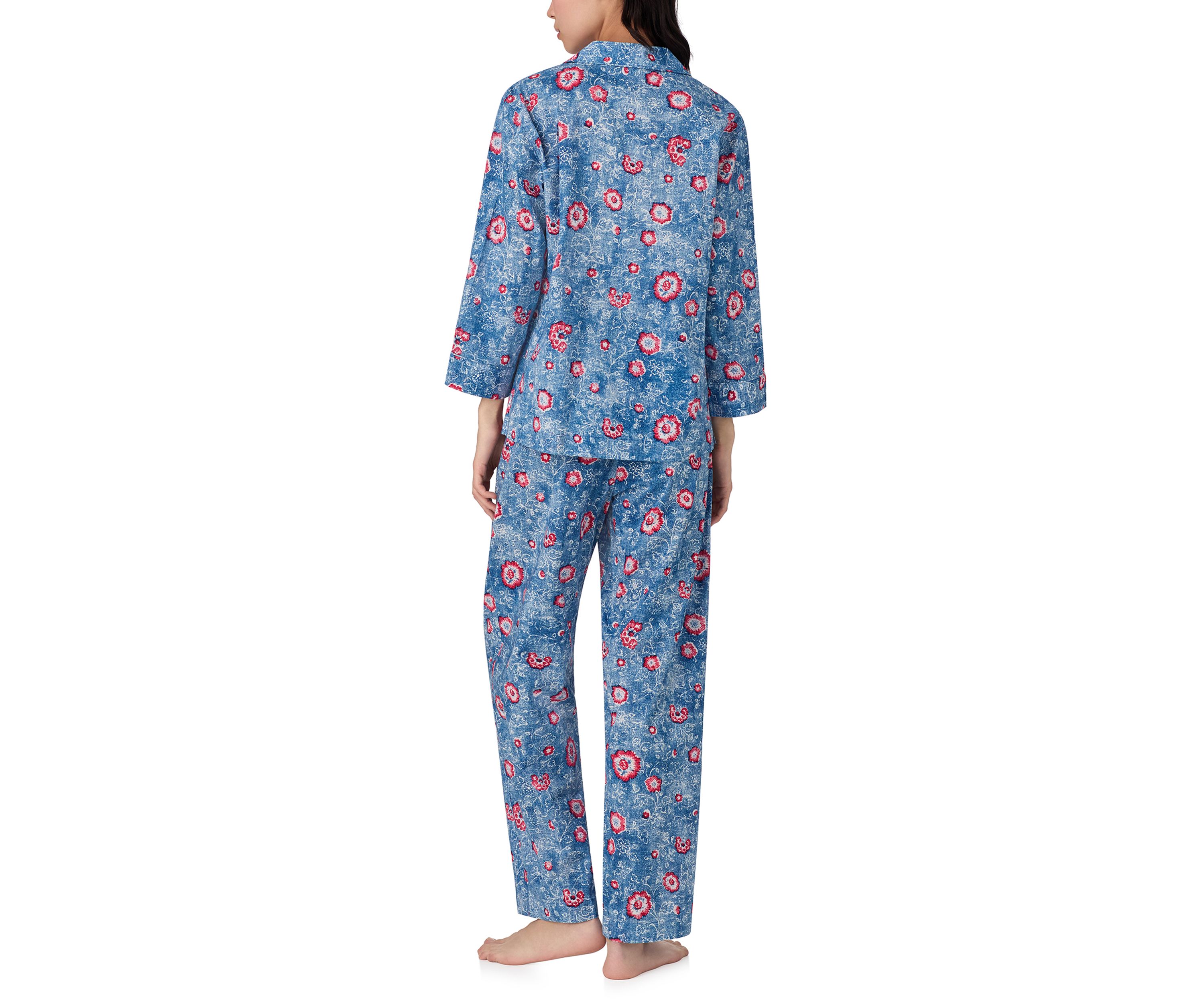 3/4 Sleeve Notch Collar Ankle Pant Pajama Set