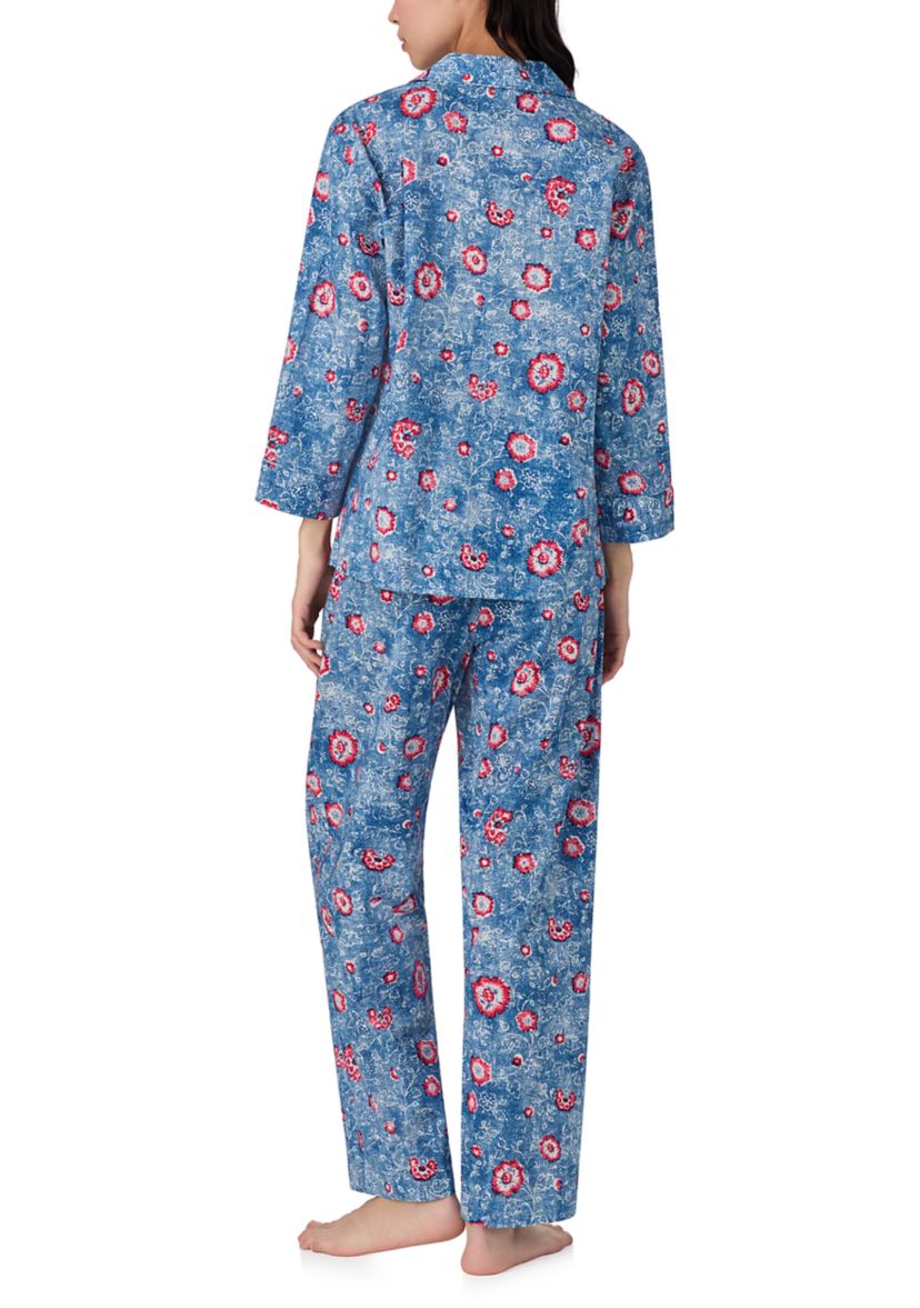 3/4 Sleeve Notch Collar Ankle Pant Pajama Set