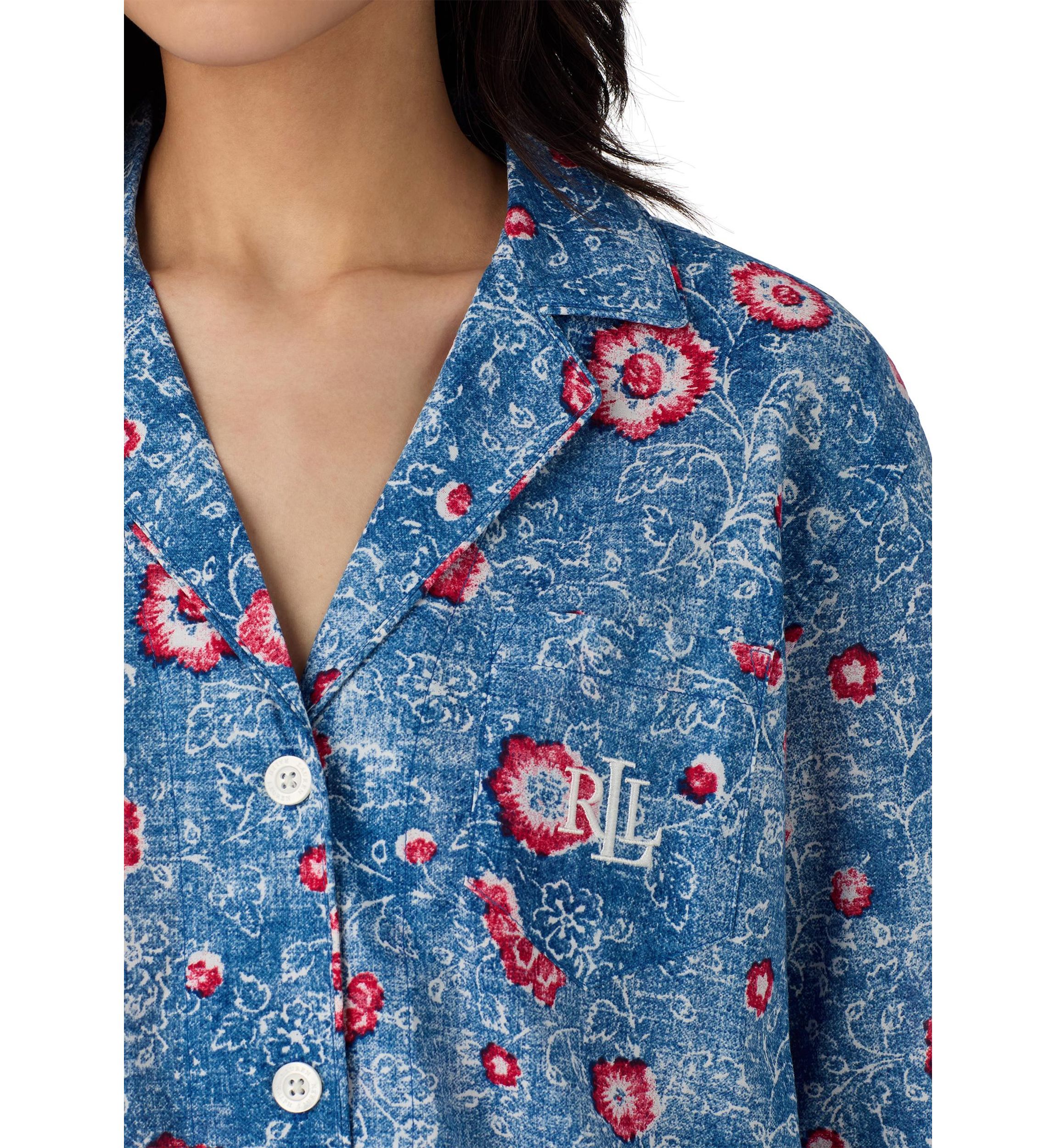 3/4 Sleeve Notch Collar Ankle Pant Pajama Set