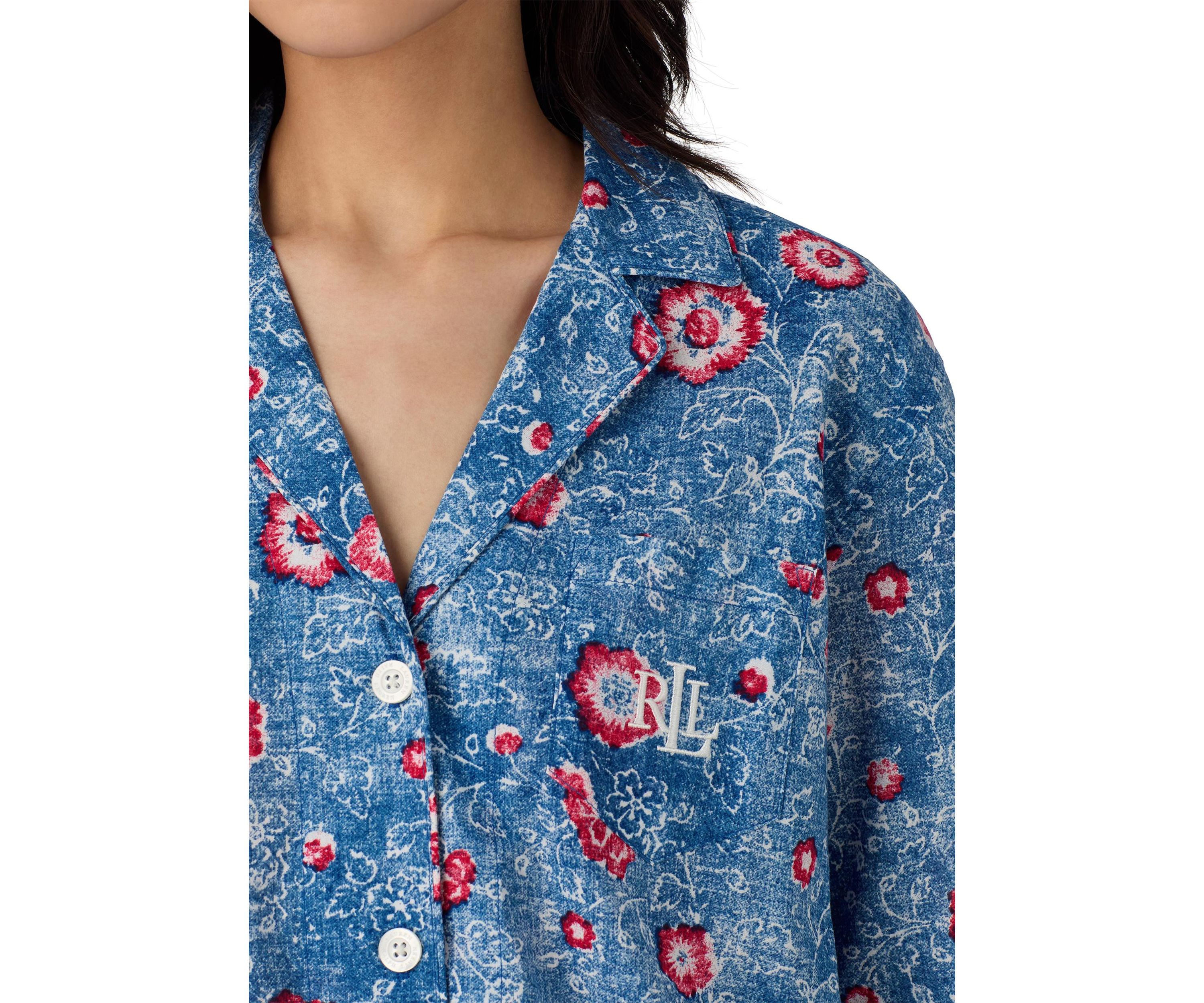 3/4 Sleeve Notch Collar Ankle Pant Pajama Set