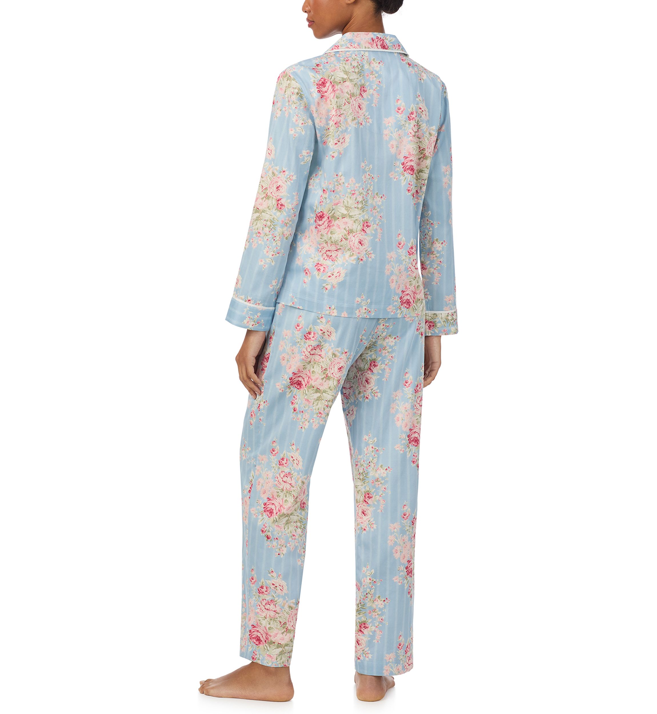 Long Sleeve and Pants Woven Notch PJ Set