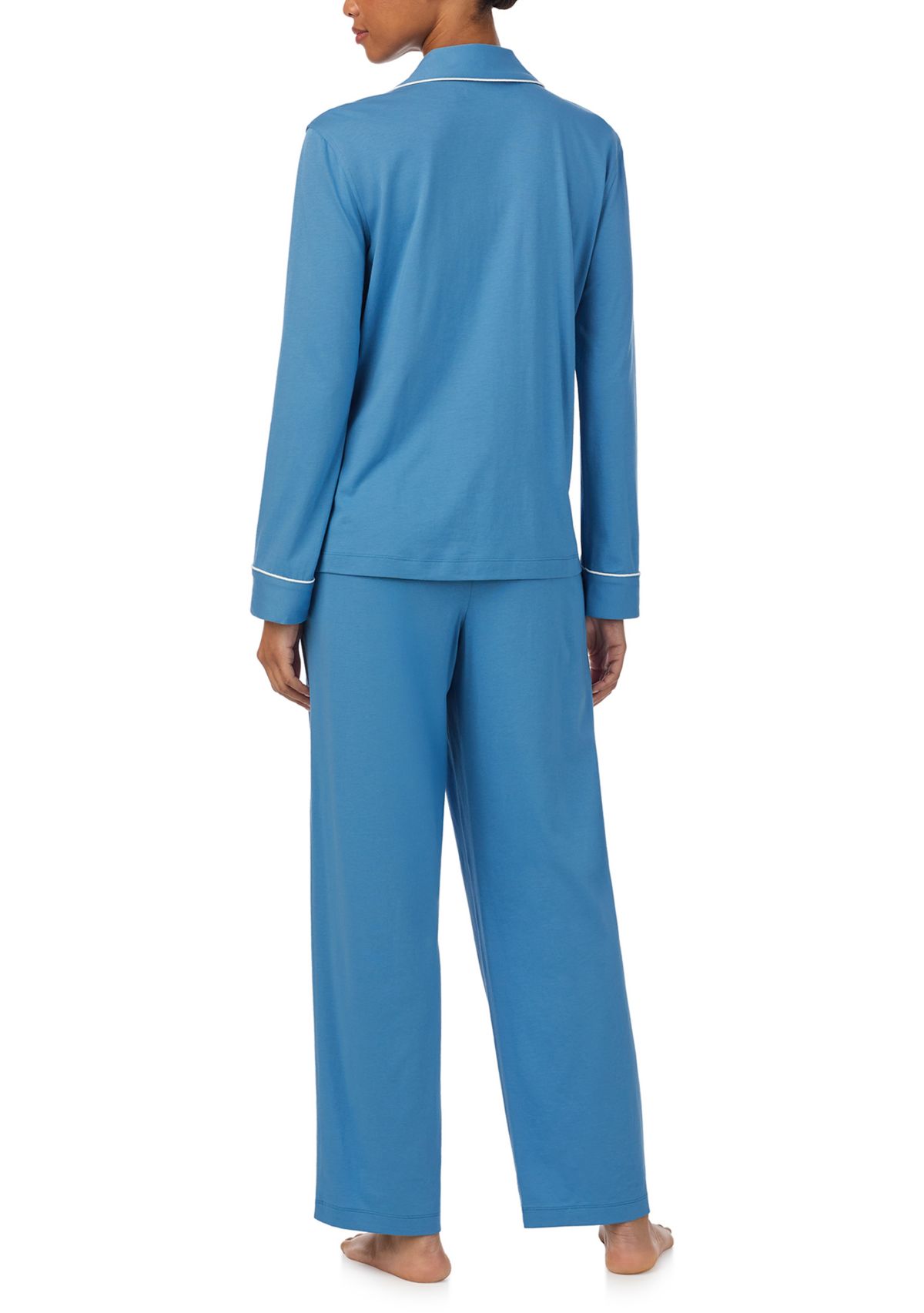 Long Sleeve and Pants Knit Notch PJ Set
