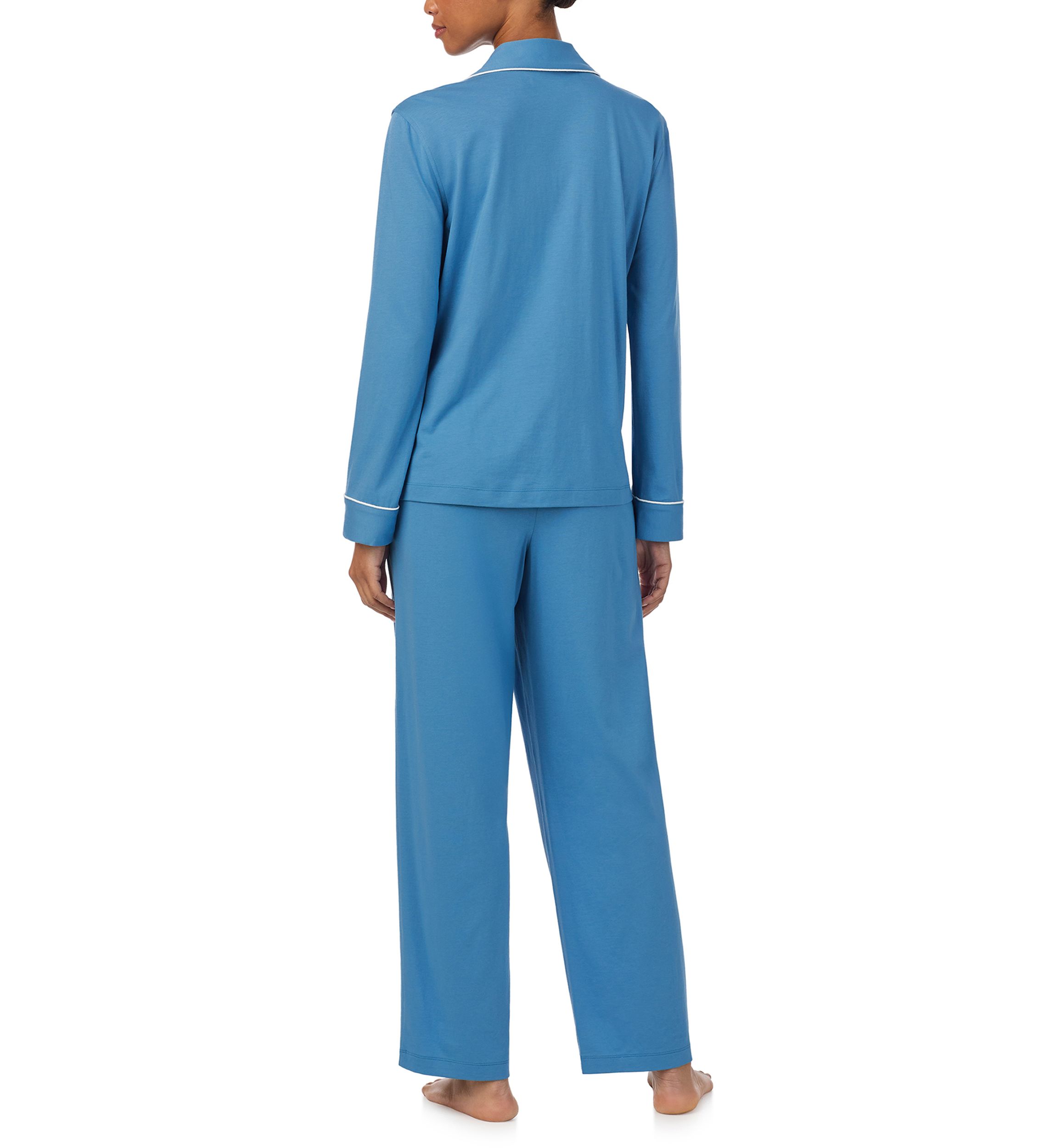 Long Sleeve and Pants Knit Notch PJ Set