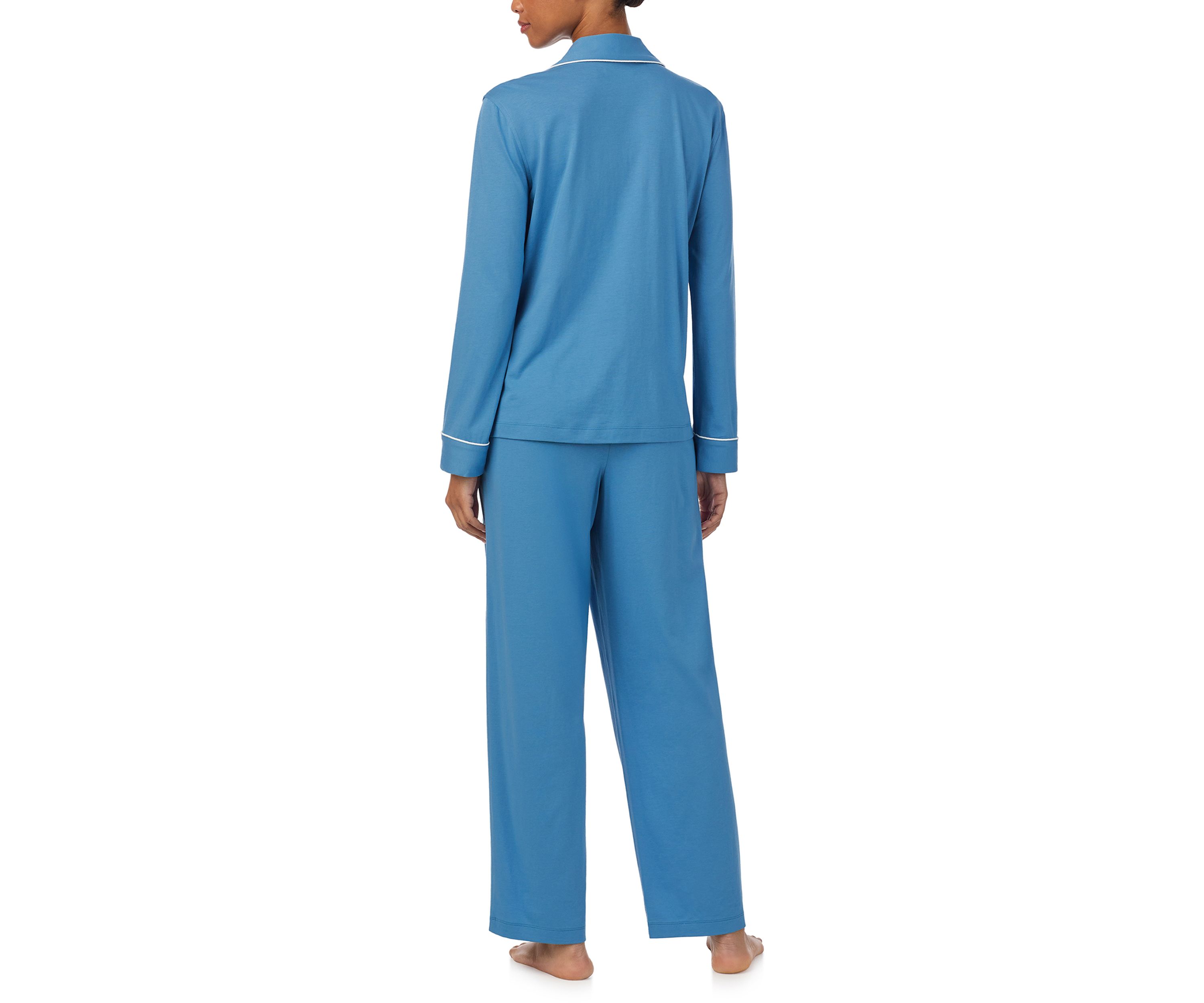 Long Sleeve and Pants Knit Notch PJ Set