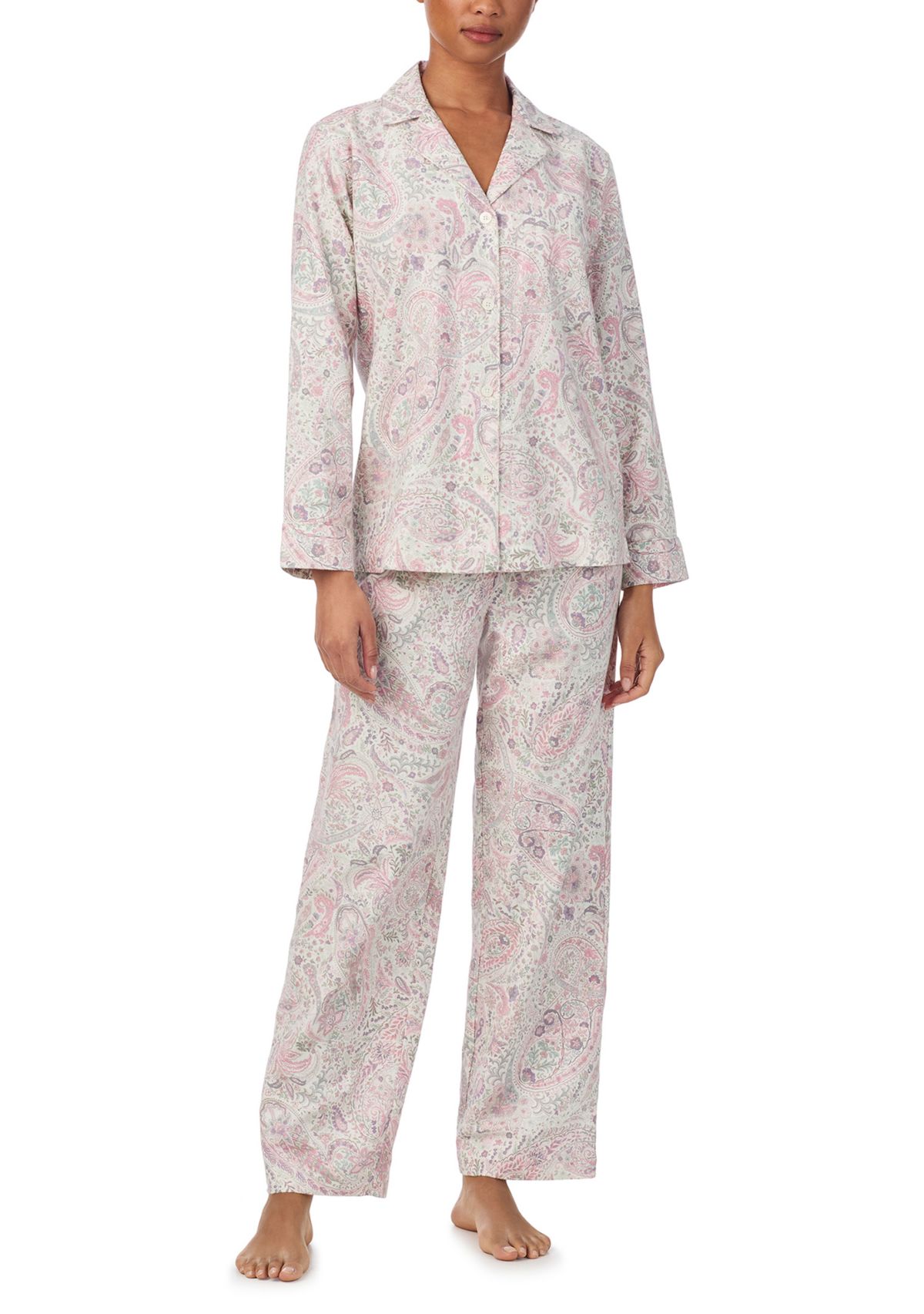 Long Sleeve Notch Collar Long Pant Pajama Set